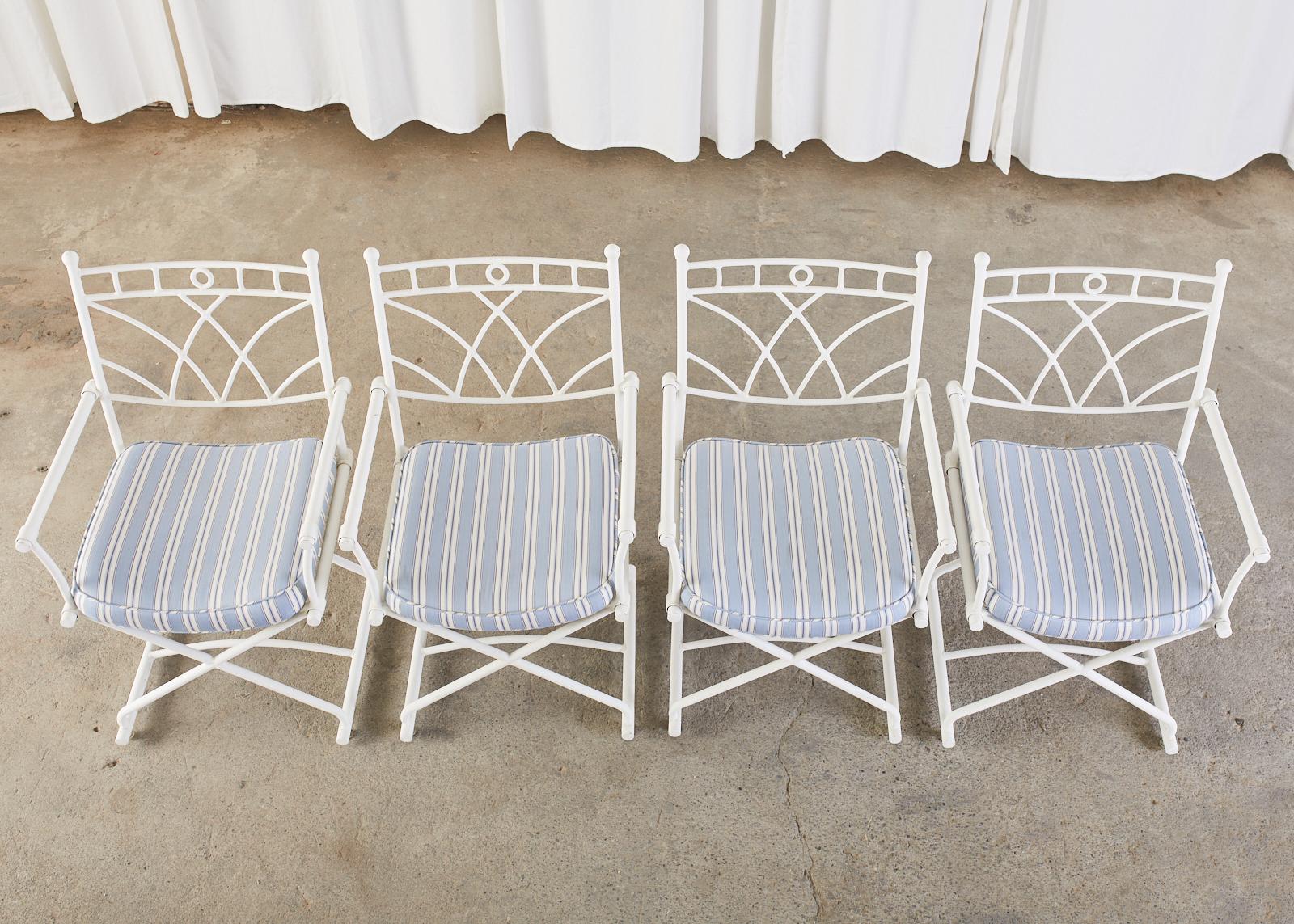 Set of Four Wrought Iron Director Style Garden Armchairs 10