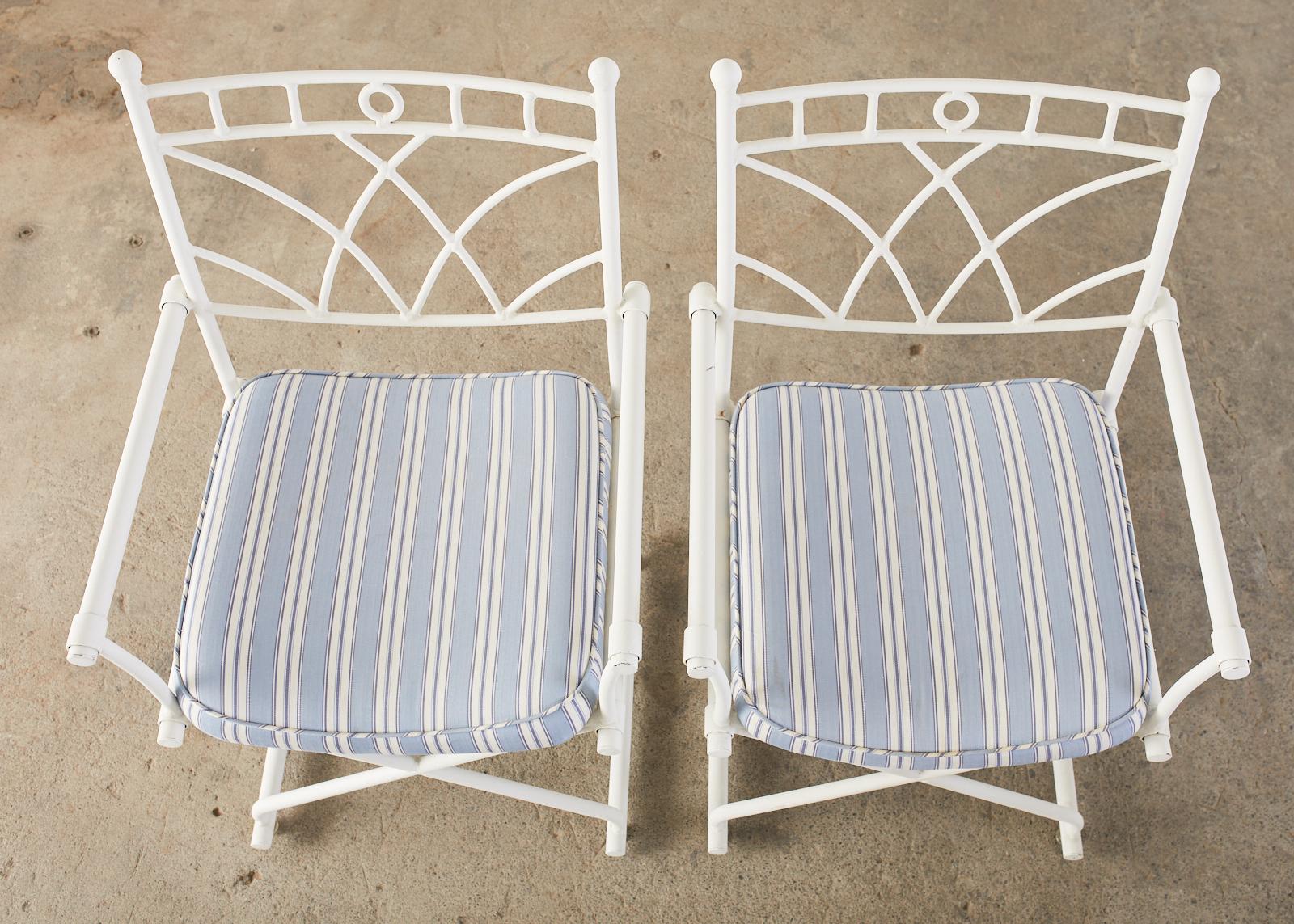 20th Century Set of Four Wrought Iron Director Style Garden Armchairs