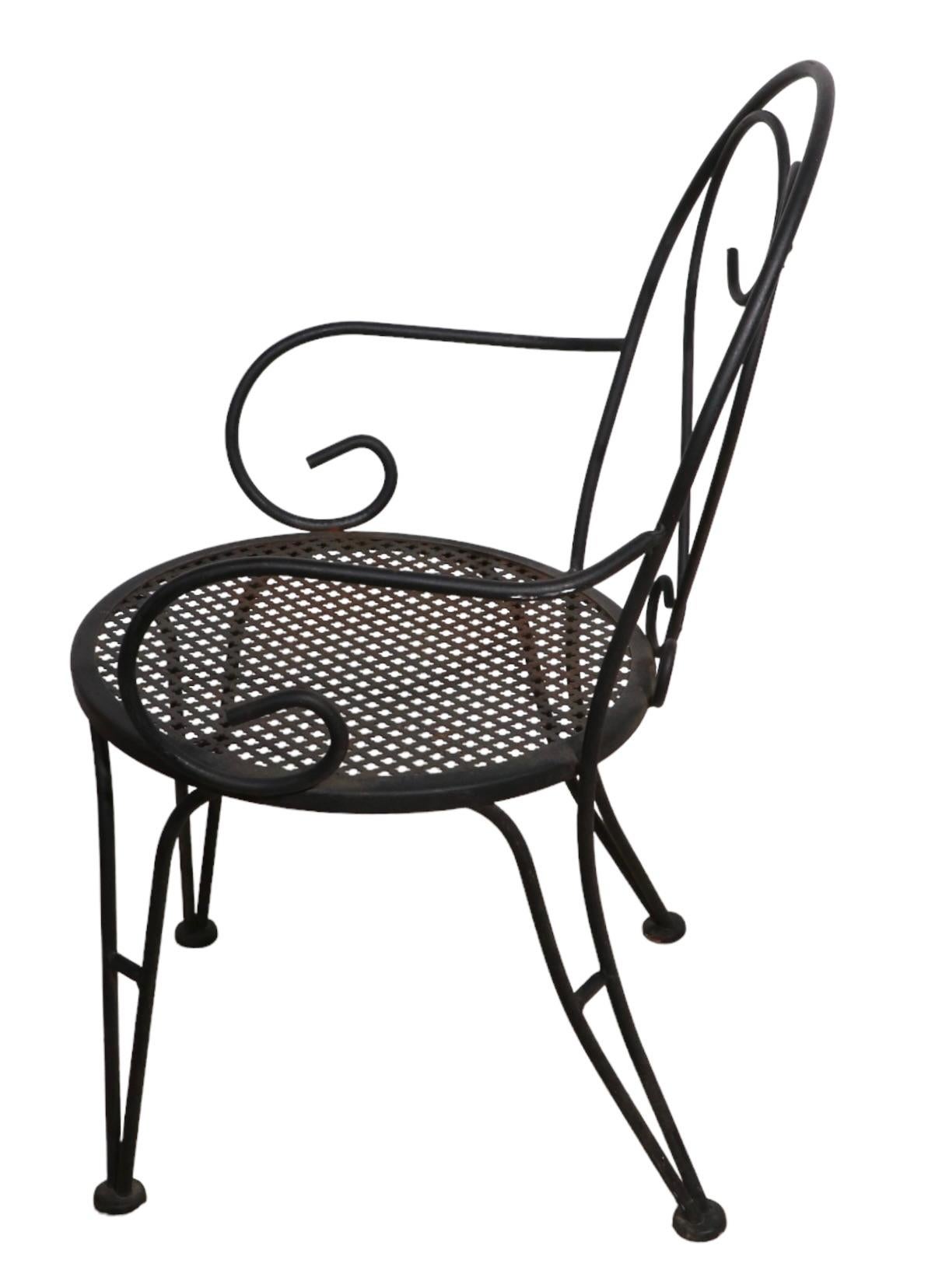 Set of Four Wrought Iron French Bistro Style Cafe Garden Patio Chairs 4