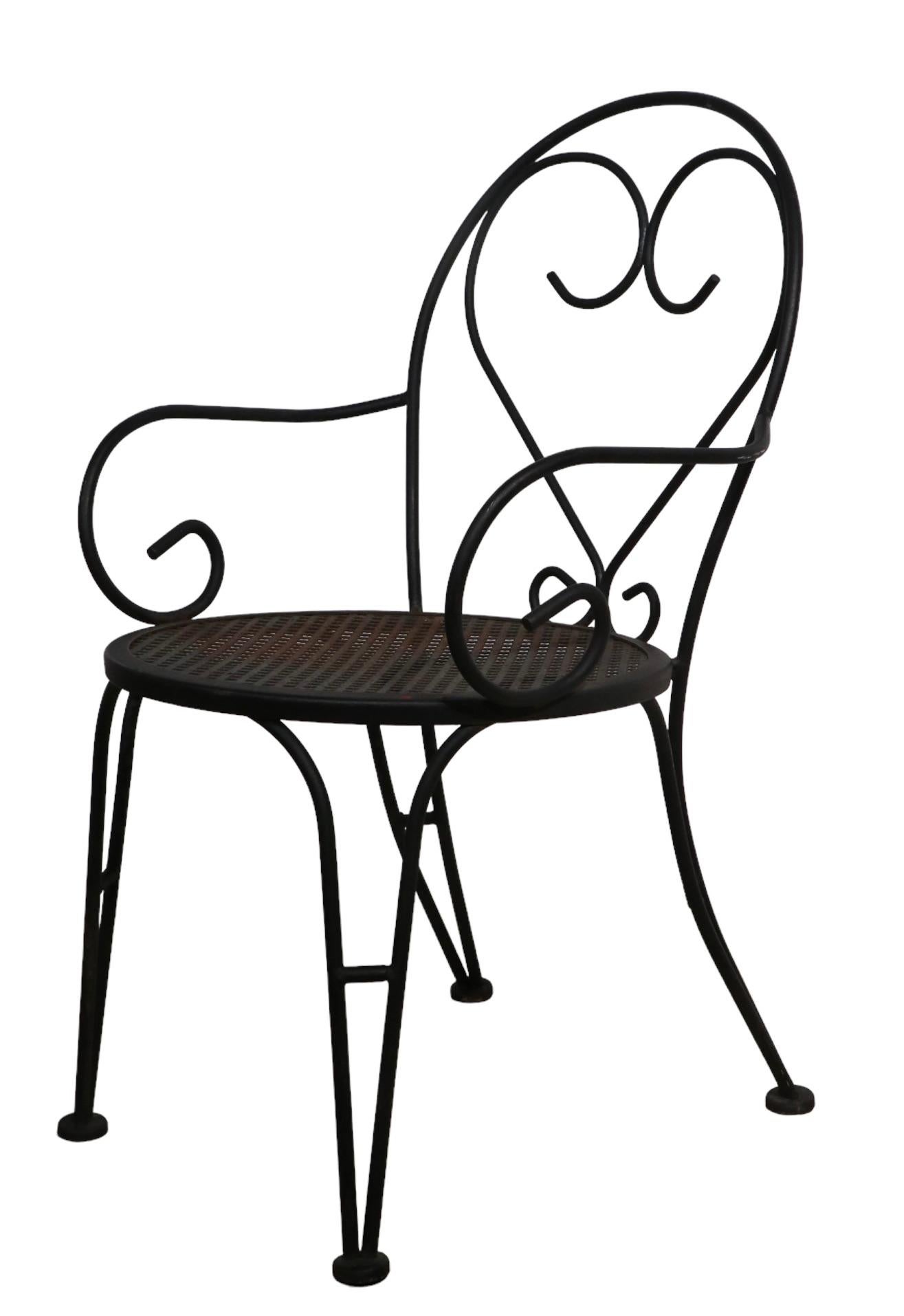 Set of Four Wrought Iron French Bistro Style Cafe Garden Patio Chairs 5