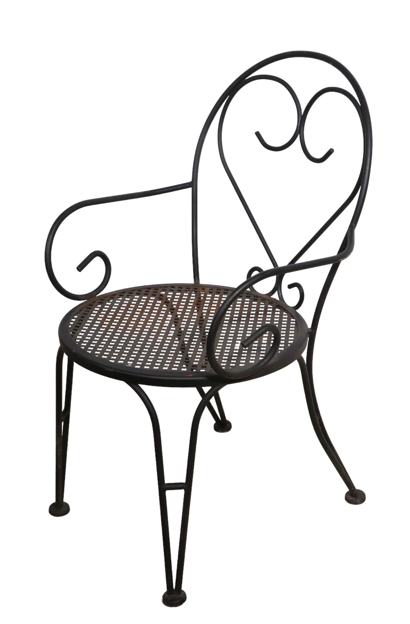 Set of Four Wrought Iron French Bistro Style Cafe Garden Patio Chairs 6