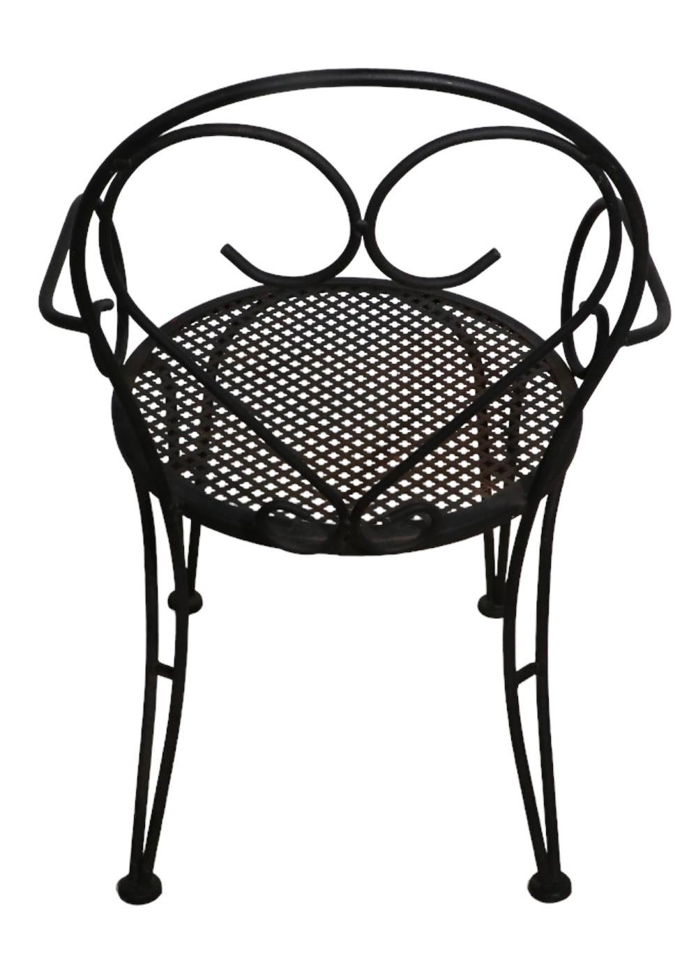 Set of Four Wrought Iron French Bistro Style Cafe Garden Patio Chairs 2