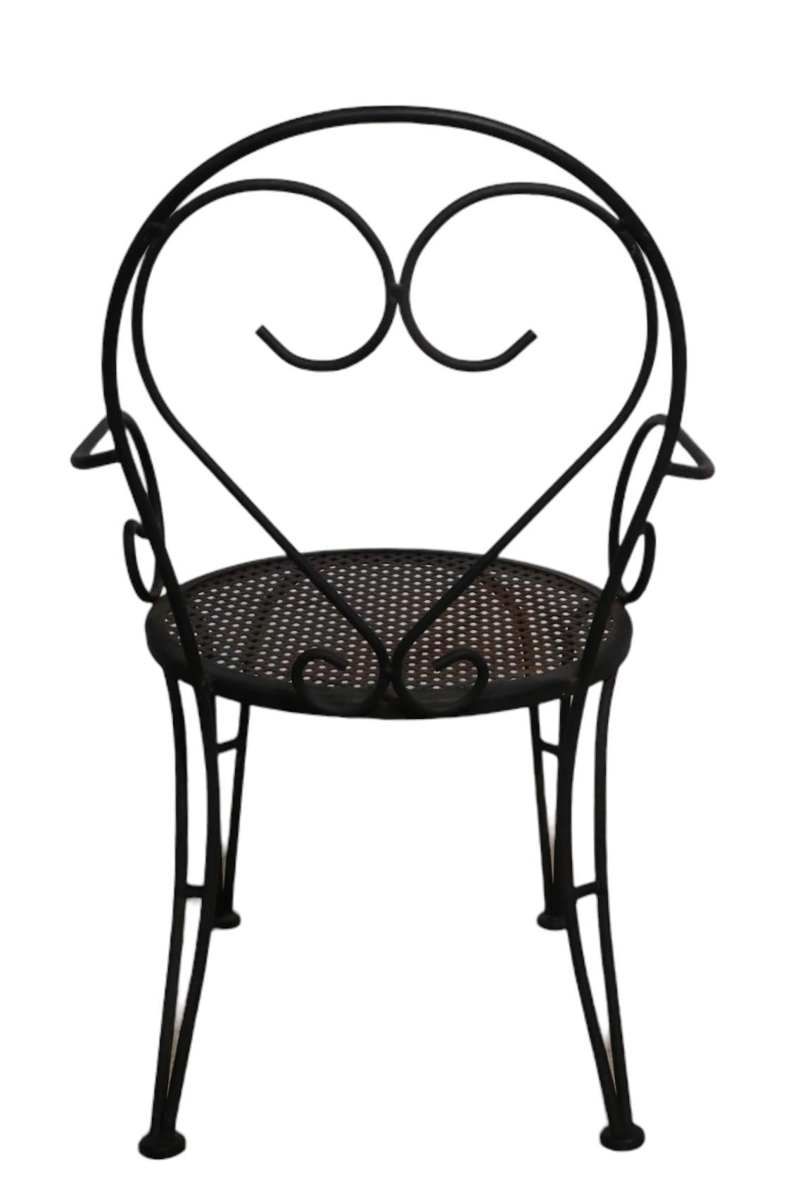 Set of Four Wrought Iron French Bistro Style Cafe Garden Patio Chairs 3