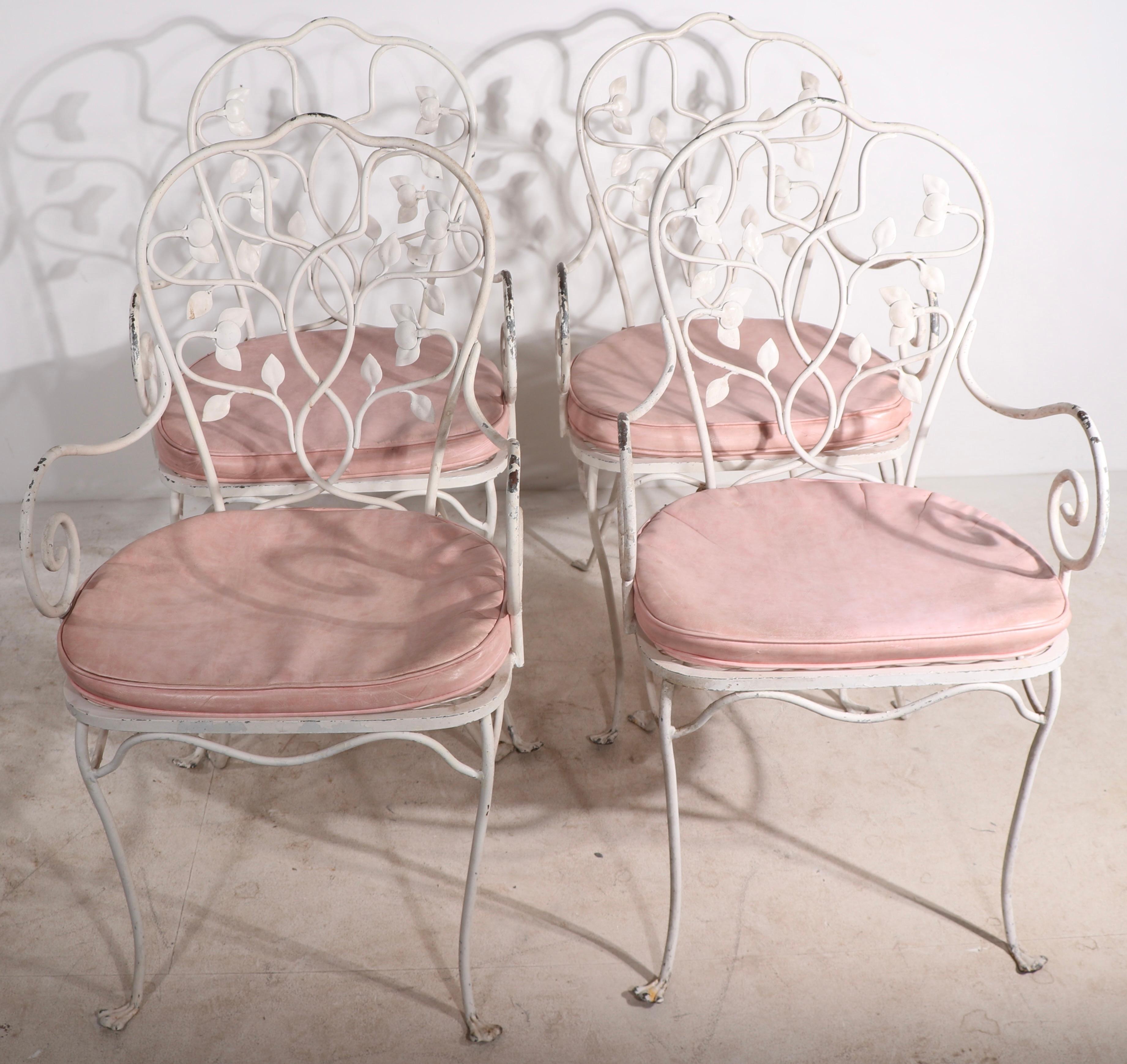 Set of Four Wrought Iron Garden Patio Chairs by Salterini  4