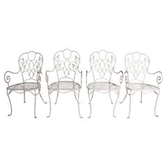 Set of Four Wrought Iron Garden Patio Chairs by Salterini