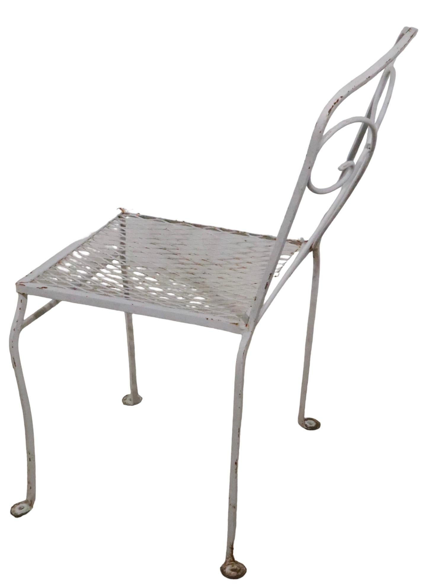 20th Century Set of Four Wrought Iron Garden Patio Chairs Possibly by Woodard c 1950/1970s  For Sale