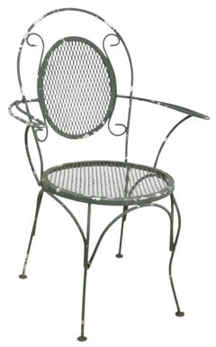 Set of Four Wrought Iron Garden Patio Poolside Dining Chairs att. to Woodard
