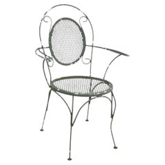 Set of Four Wrought Iron Garden Patio Poolside Dining Chairs att. to Woodard