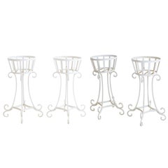 Vintage Set of Four Wrought Iron Painted Plant Stands