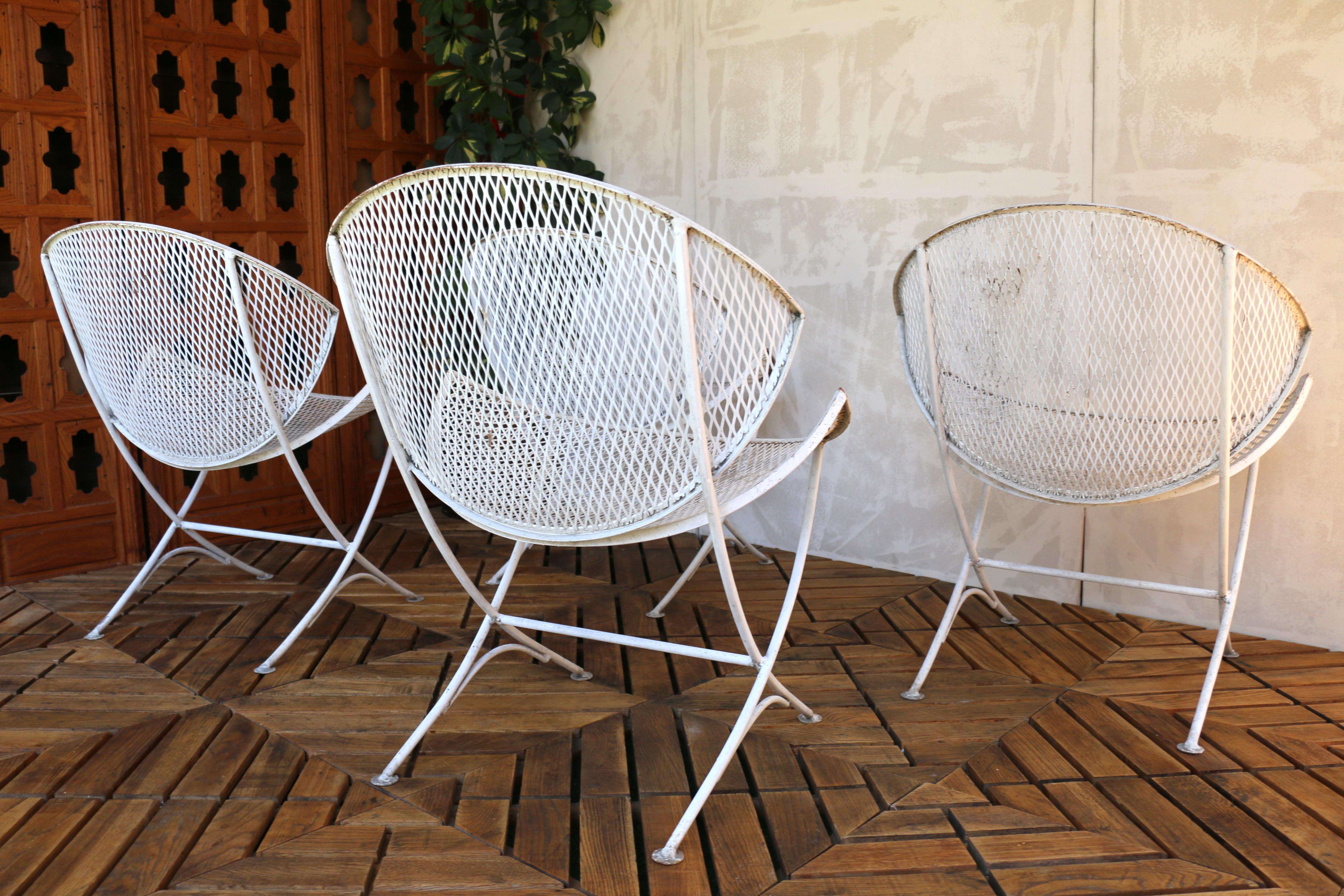 Set of Four Wrought Iron Patio Chairs by Maurizio Tempestini for Salterini For Sale 4
