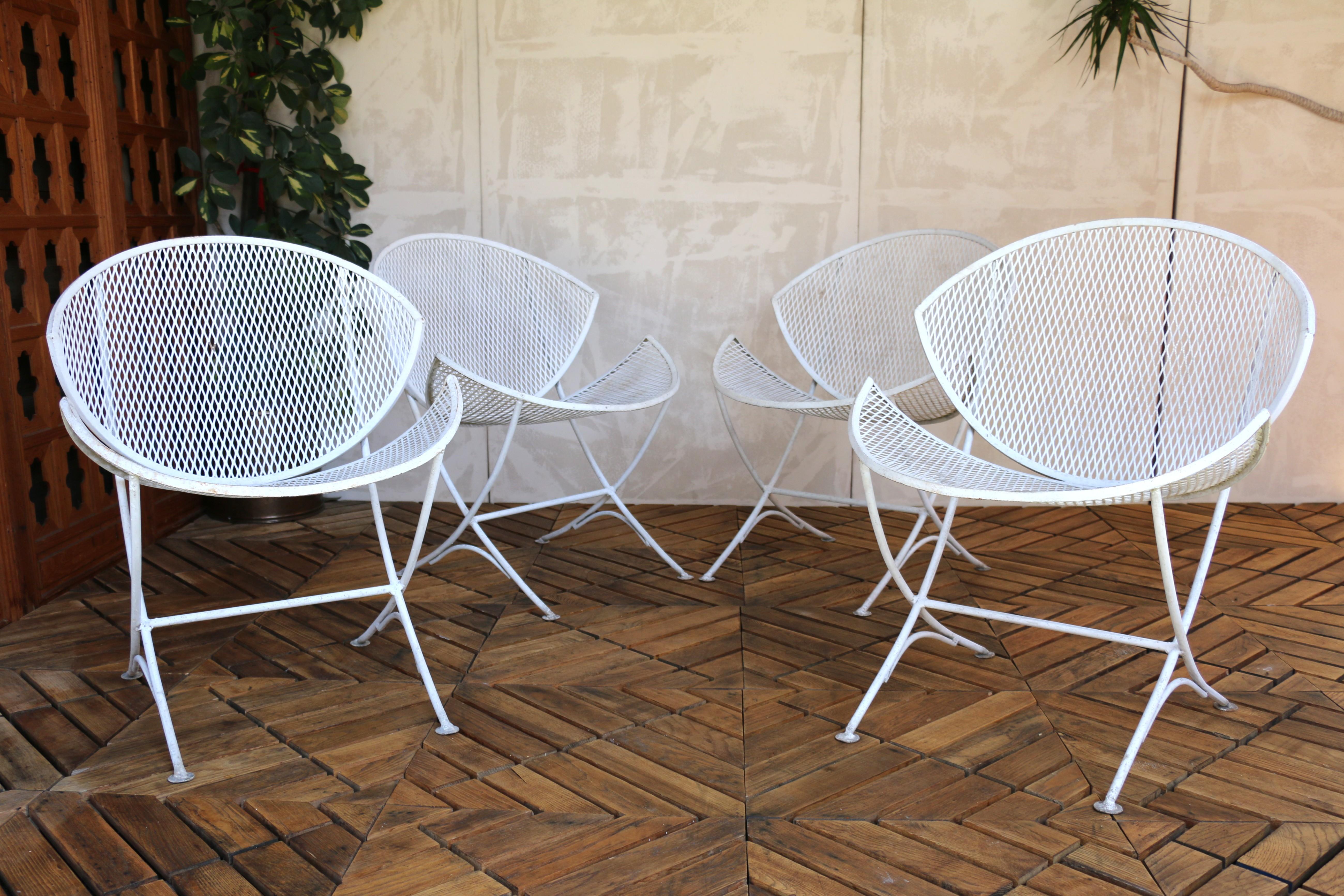 Set of Four Wrought Iron Patio Chairs by Maurizio Tempestini for Salterini For Sale 5