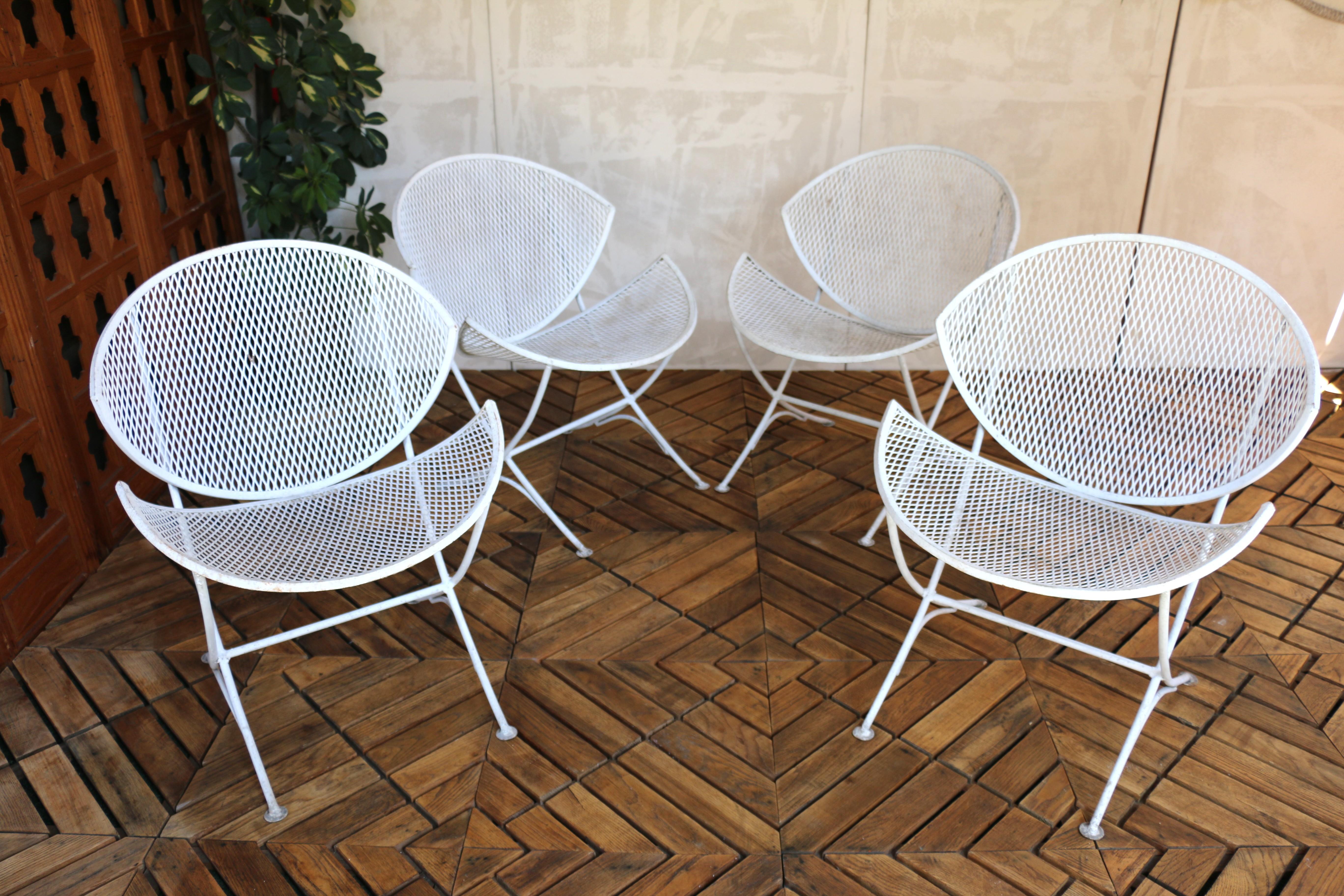 Set of Four Wrought Iron Patio Chairs by Maurizio Tempestini for Salterini For Sale 6
