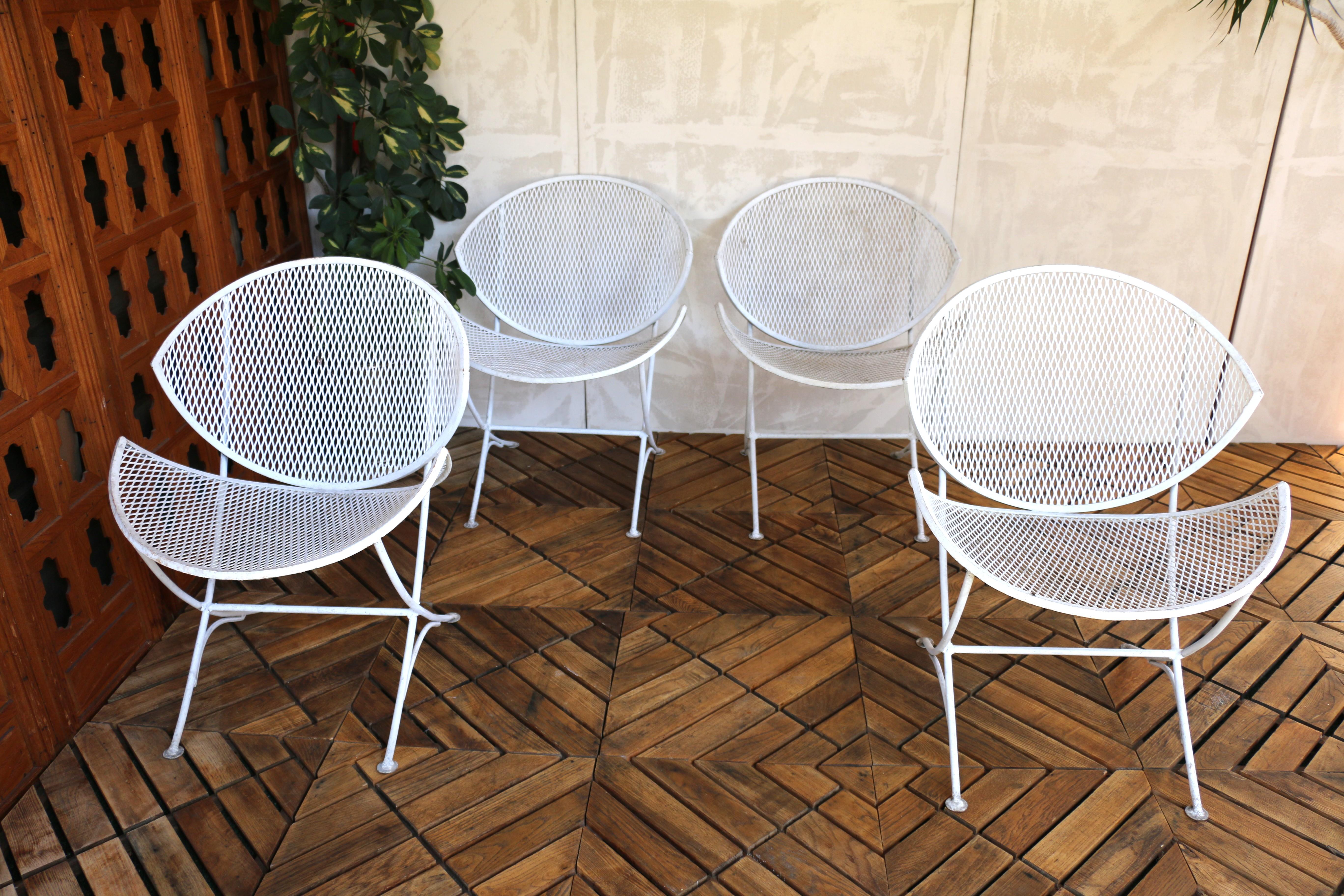 Set of Four Wrought Iron Patio Chairs by Maurizio Tempestini for Salterini For Sale 7