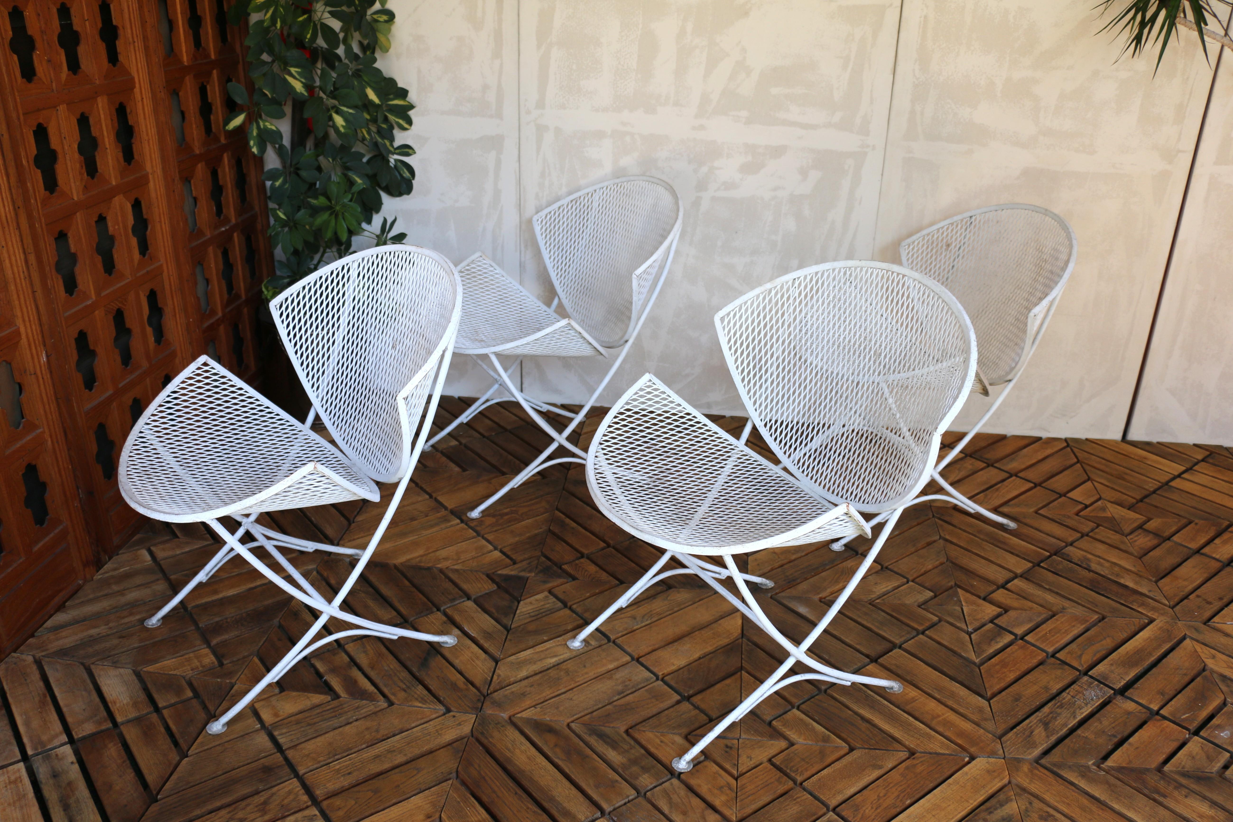 Set of Four Wrought Iron Patio Chairs by Maurizio Tempestini for Salterini For Sale 1