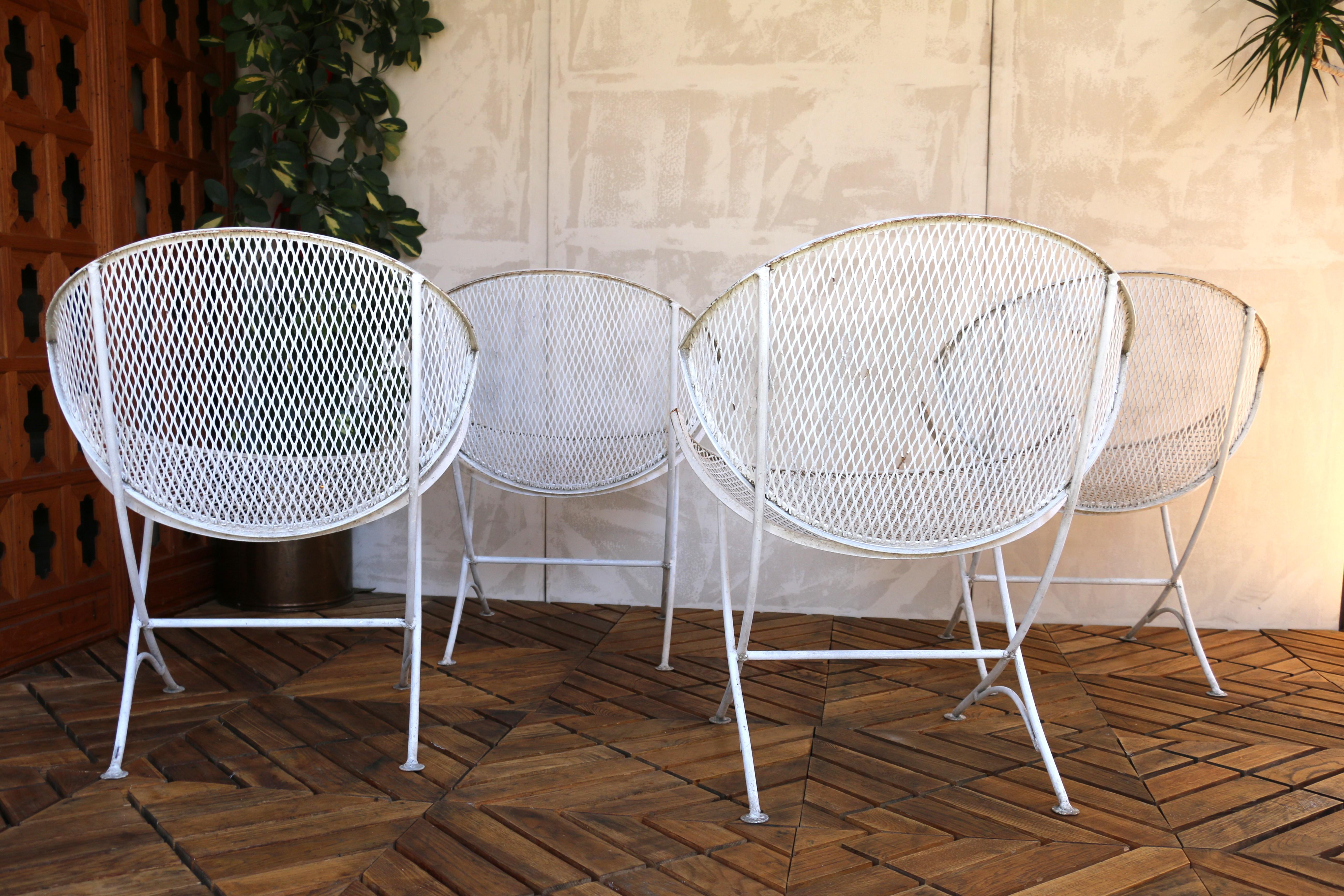 Set of Four Wrought Iron Patio Chairs by Maurizio Tempestini for Salterini For Sale 3