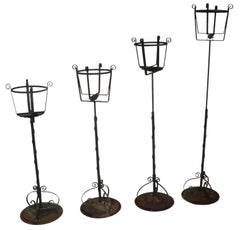 Set of Four Wrought Iron Plant Stands