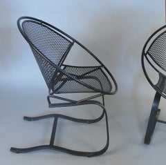 Set of Four Wrought Iron Radar Lounge Chairs by Salterini, circa 1950