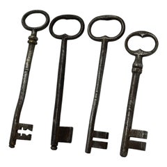 Set of four Wrought Iron Skeleton Key Antique German Folk Art, 18th Century