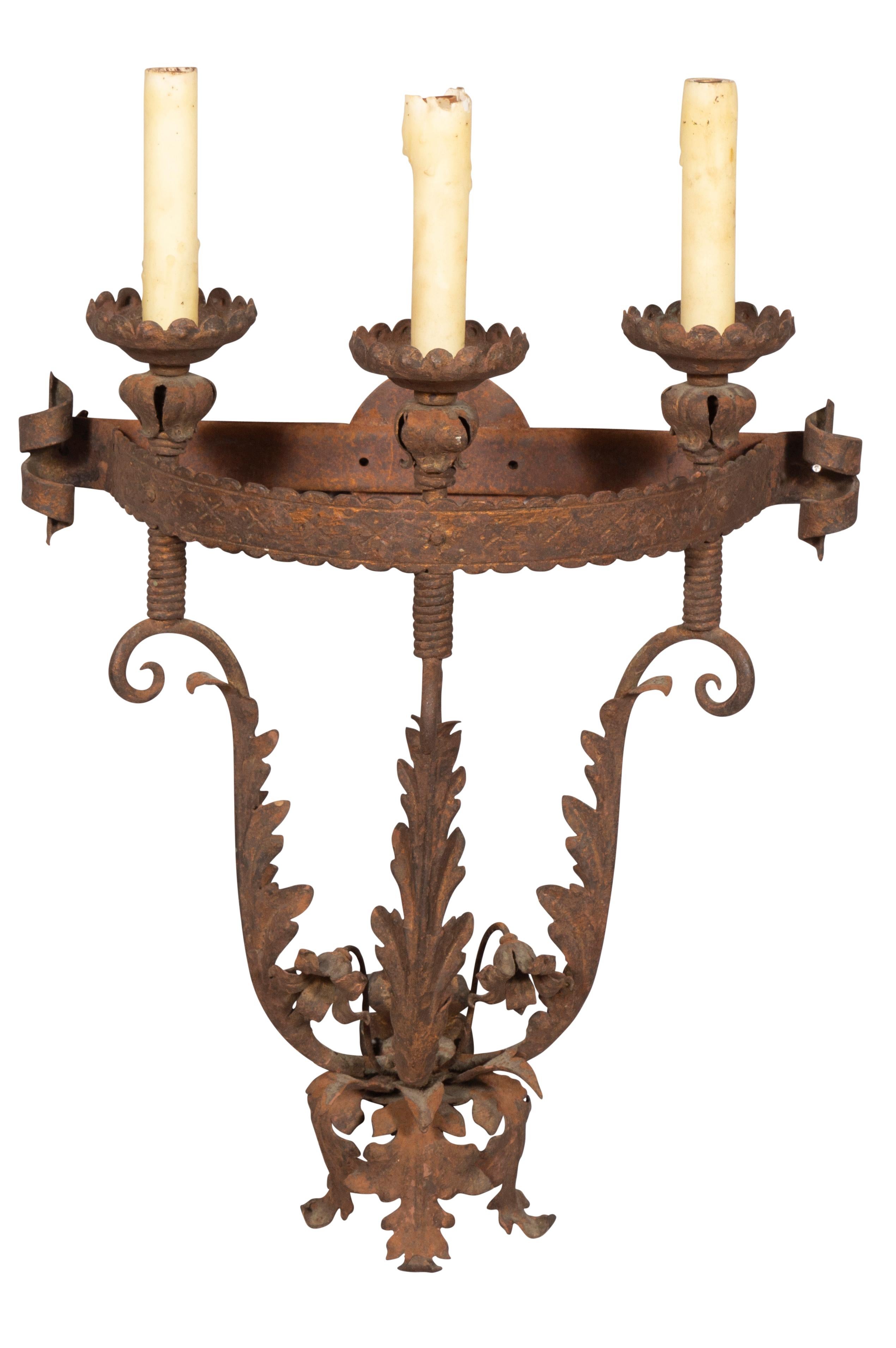 Early 20th Century Set of 4 Wrought Iron Wall Sconces
