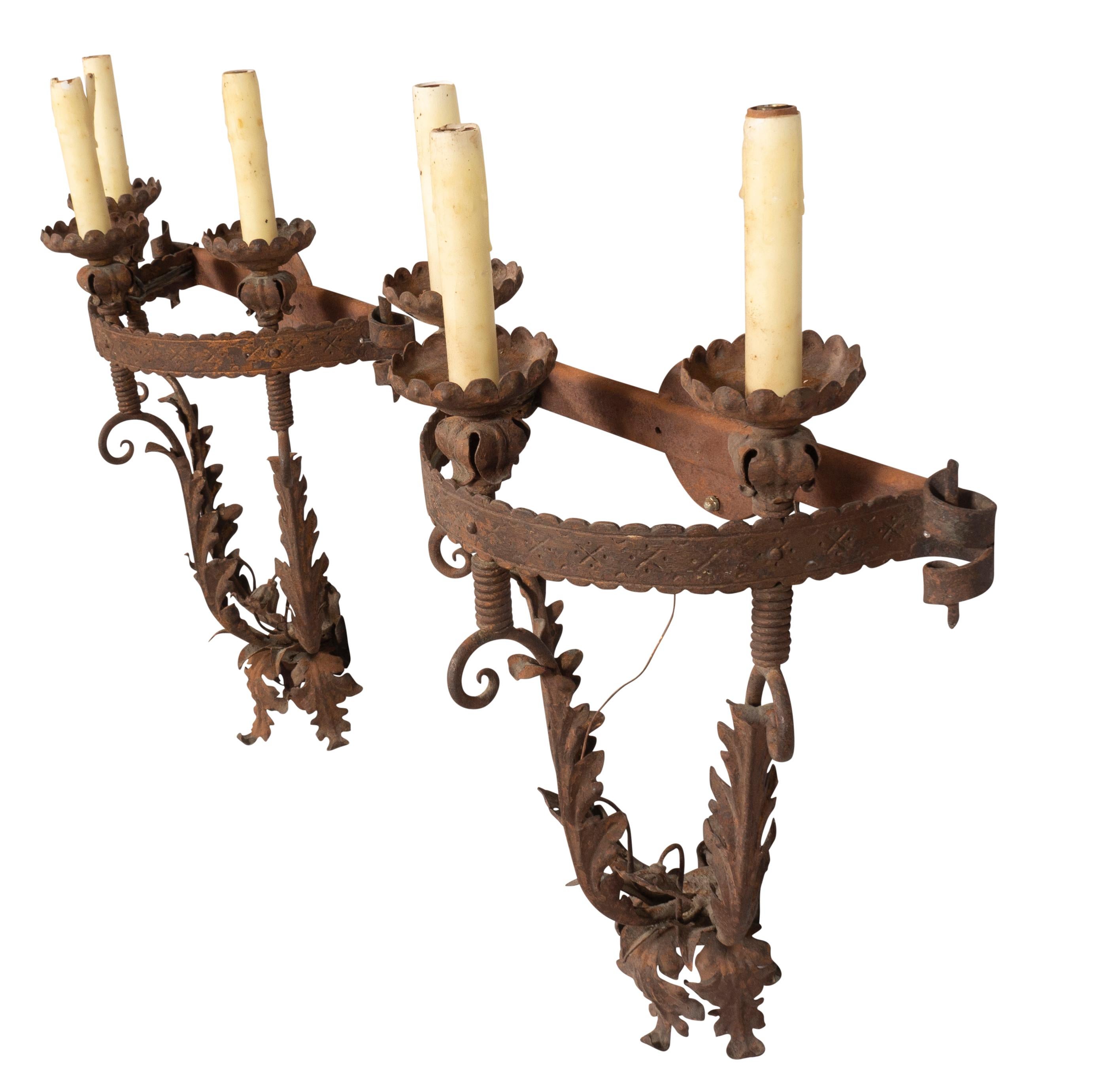 Set of 4 Wrought Iron Wall Sconces 3