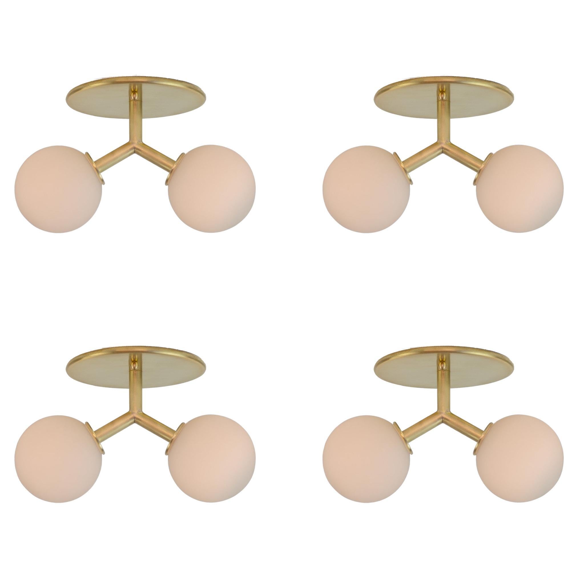 Set of Four Y Flush Mount by Research Lighting, Brass, Made to Order