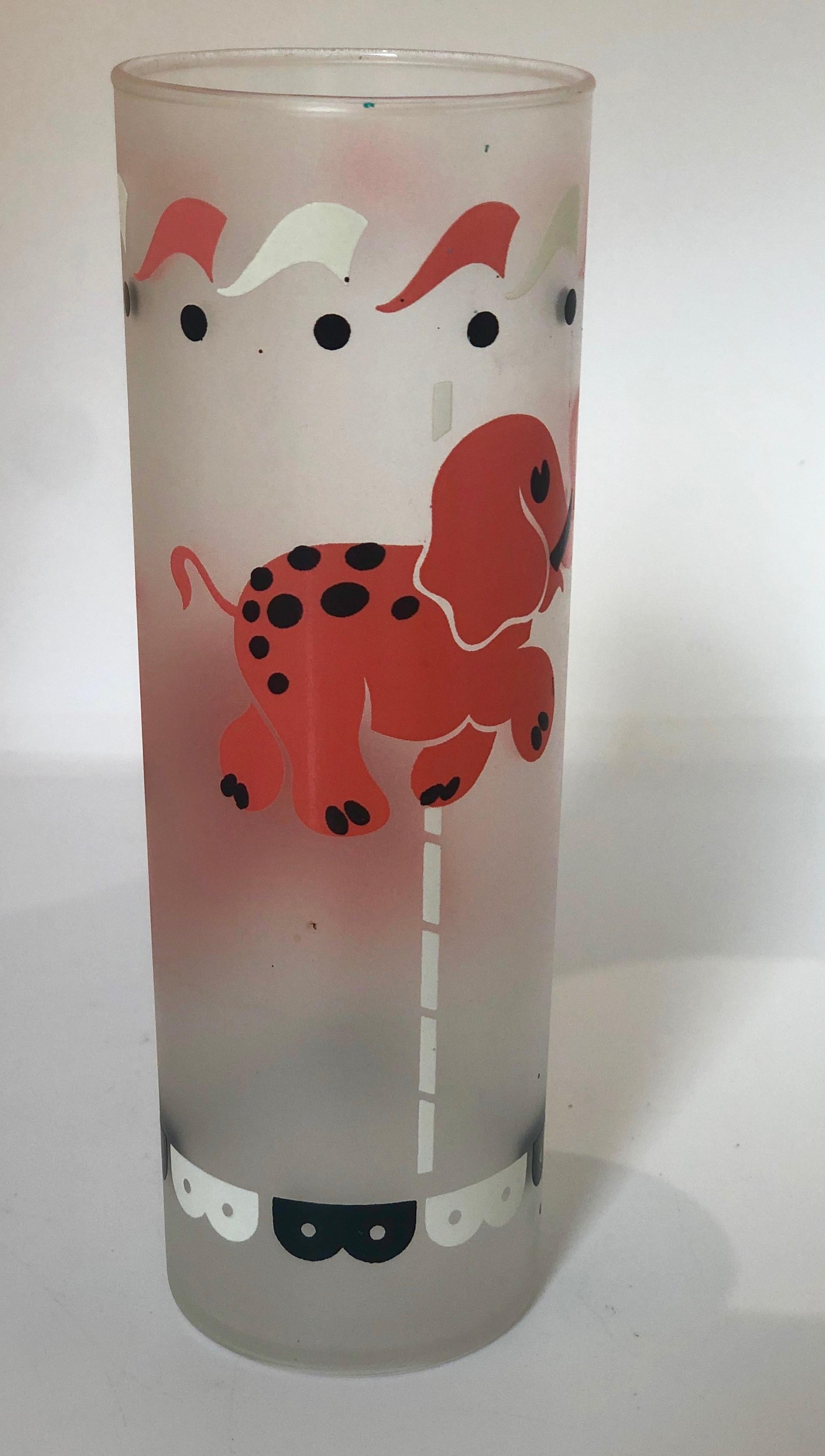 Set of Four Yellow, Blue, Black & White Frosted Zombie Carousel Cocktail Glasses For Sale 6