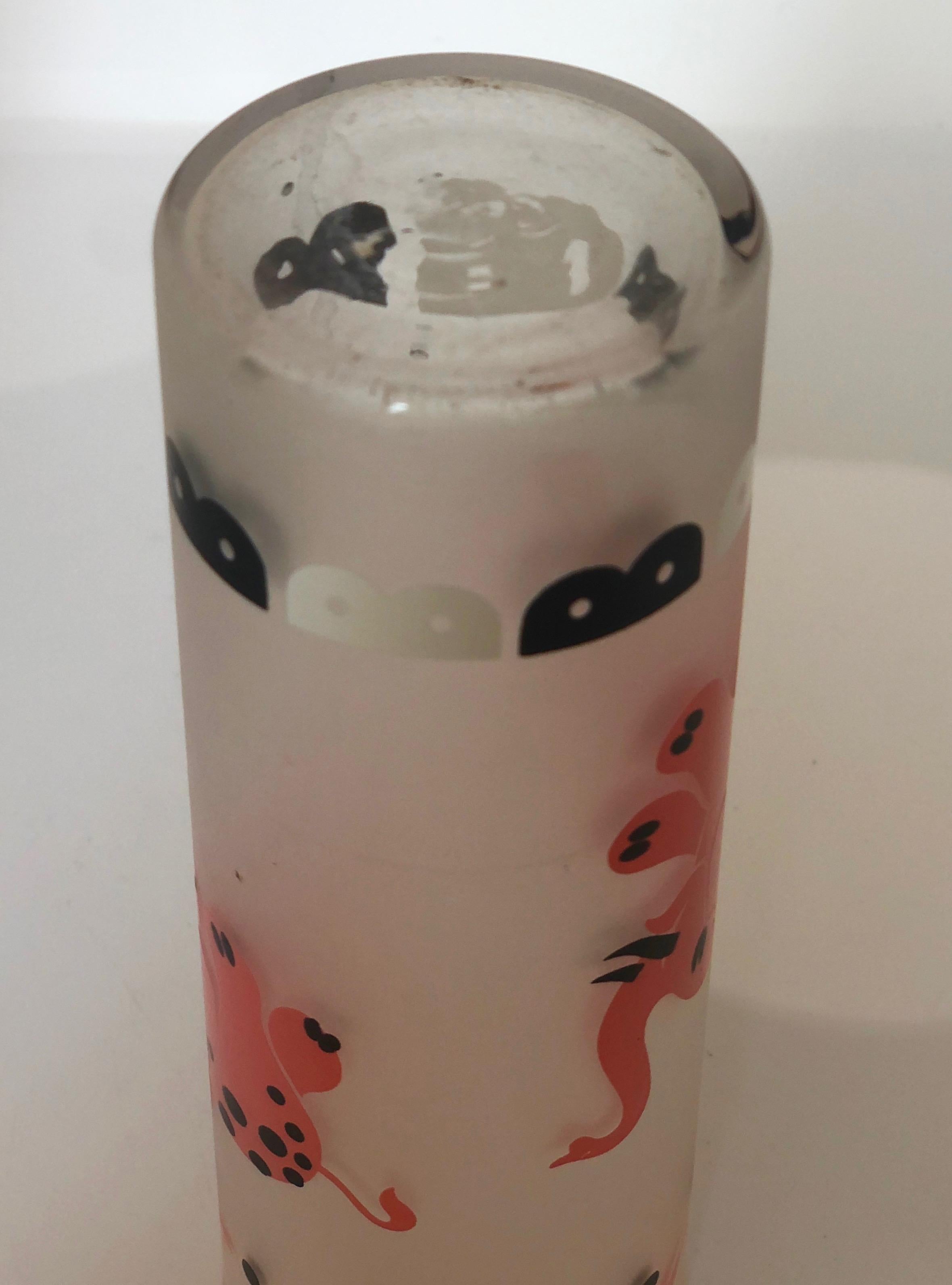 Set of Four Yellow, Blue, Black & White Frosted Zombie Carousel Cocktail Glasses For Sale 9