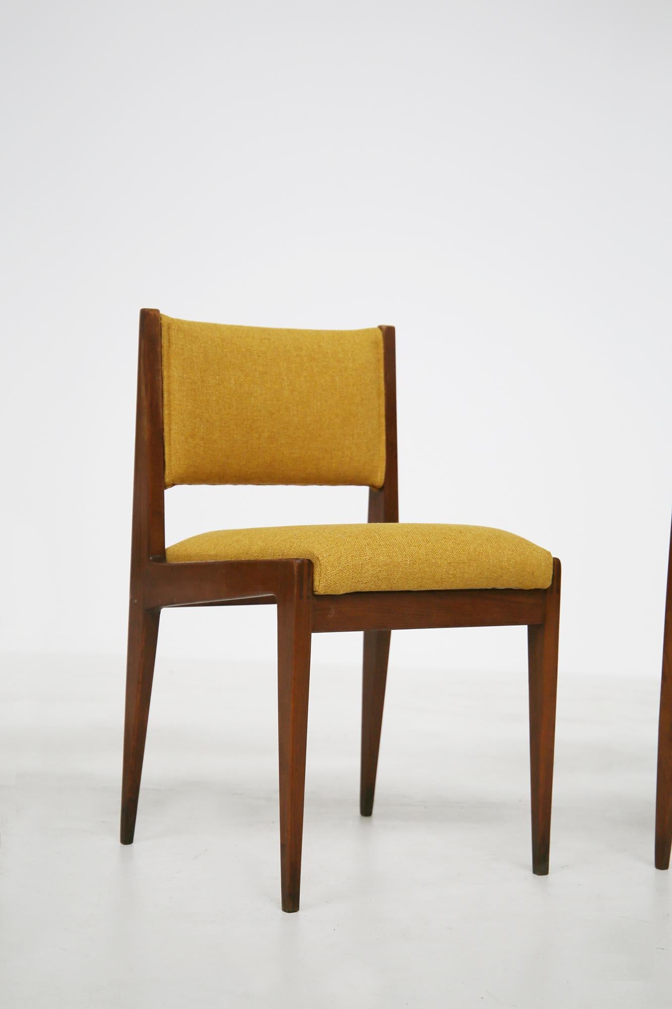 Mid-20th Century Set of Four Yellow Chair by Gianfranco Frattini for Bottega Ghianda, 1960s
