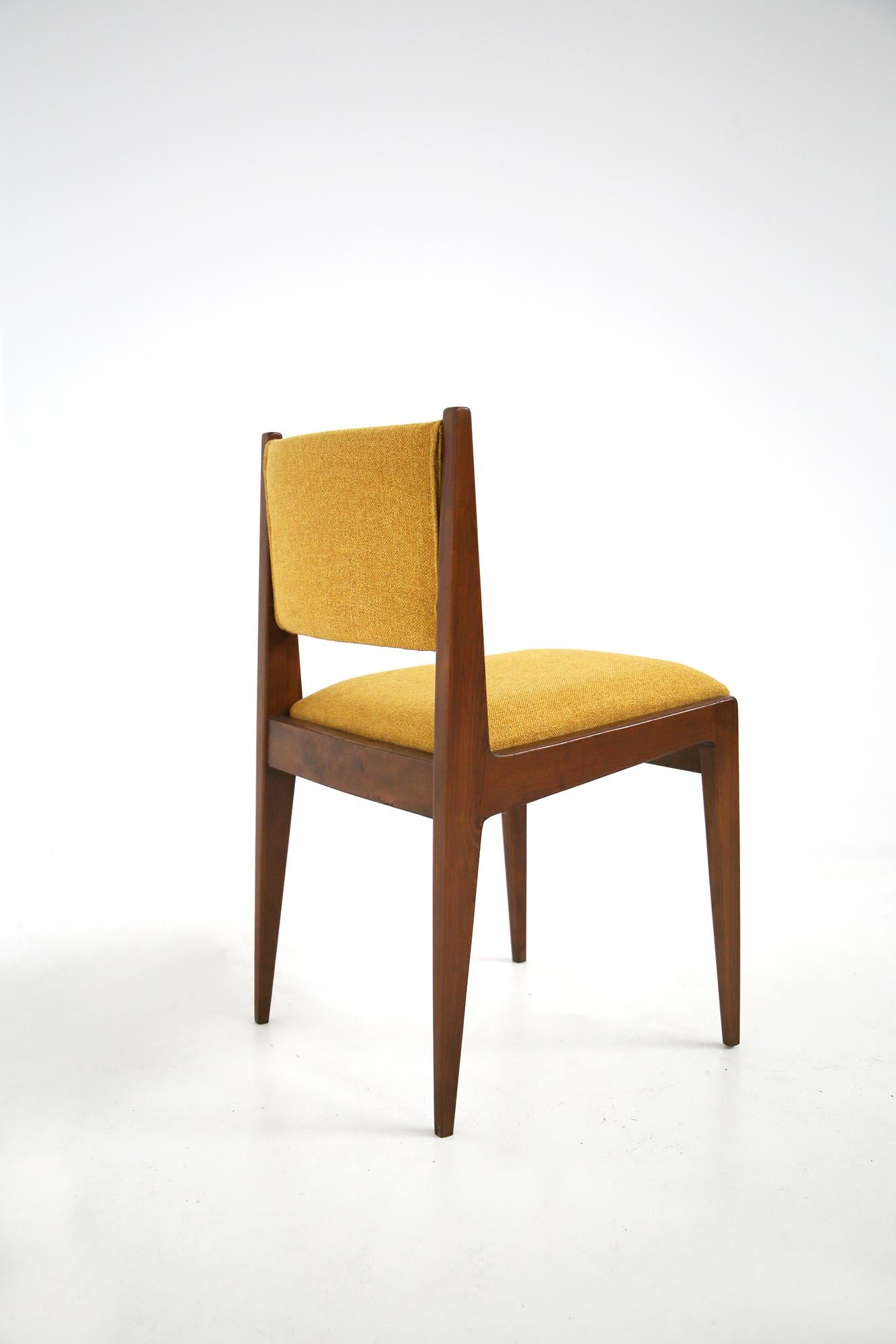Cotton Set of Four Yellow Chair by Gianfranco Frattini for Bottega Ghianda, 1960s