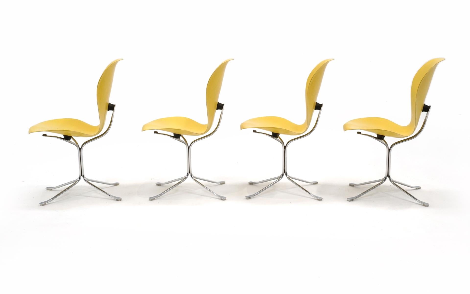 Mid-Century Modern Set of Four Yellow Ion Dining Chairs by Gideon Kramer for the Space Needle For Sale