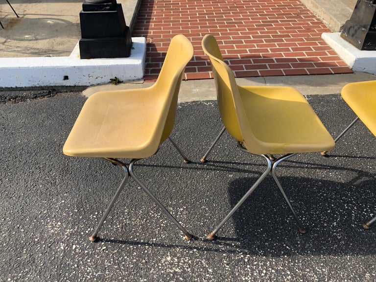 Set of Three Yellow Jon Stewart Stackable Shell Chairs at 1stDibs ...