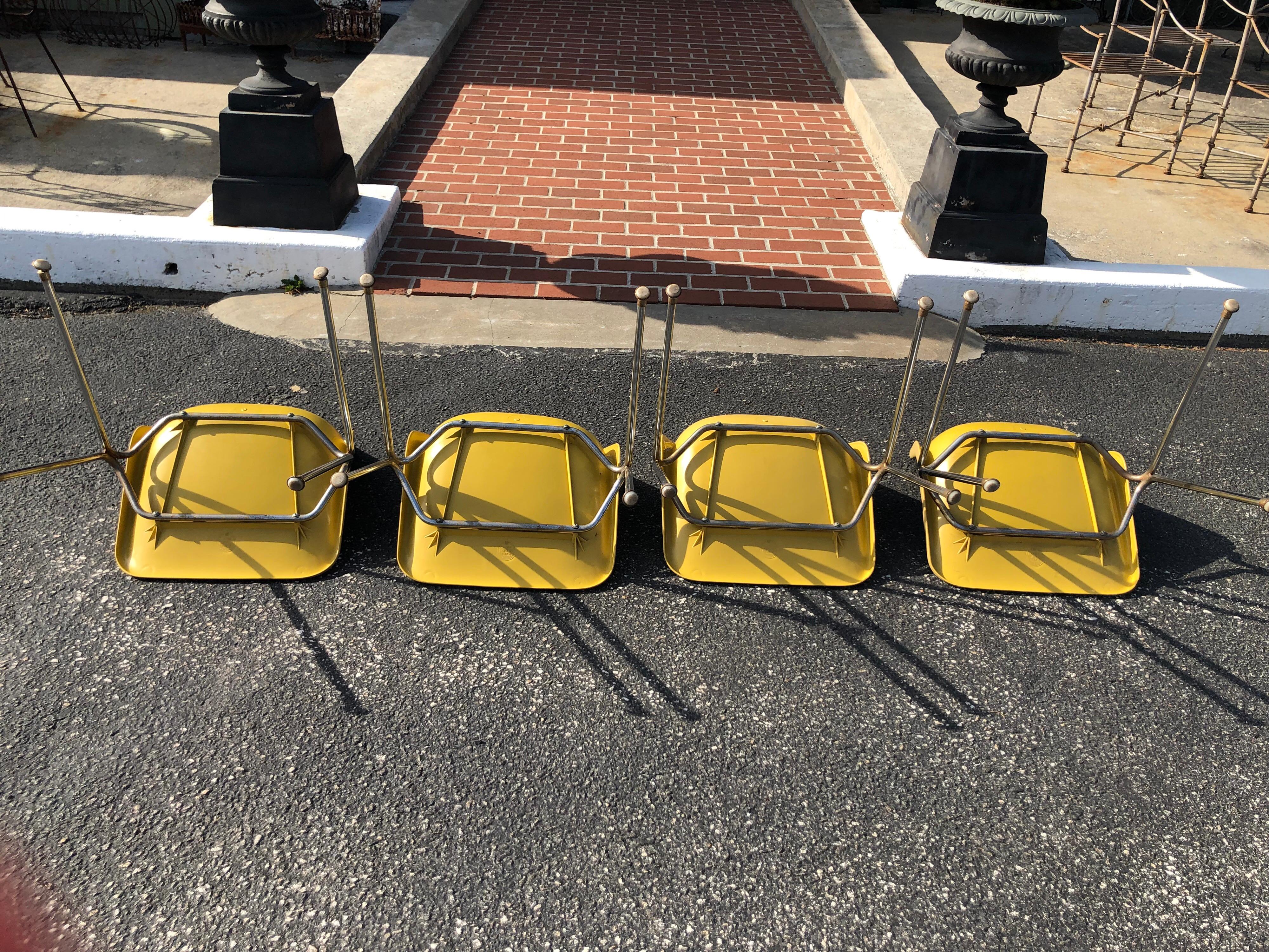 Set of Three Yellow Jon Stewart Stackable Shell Chairs 8