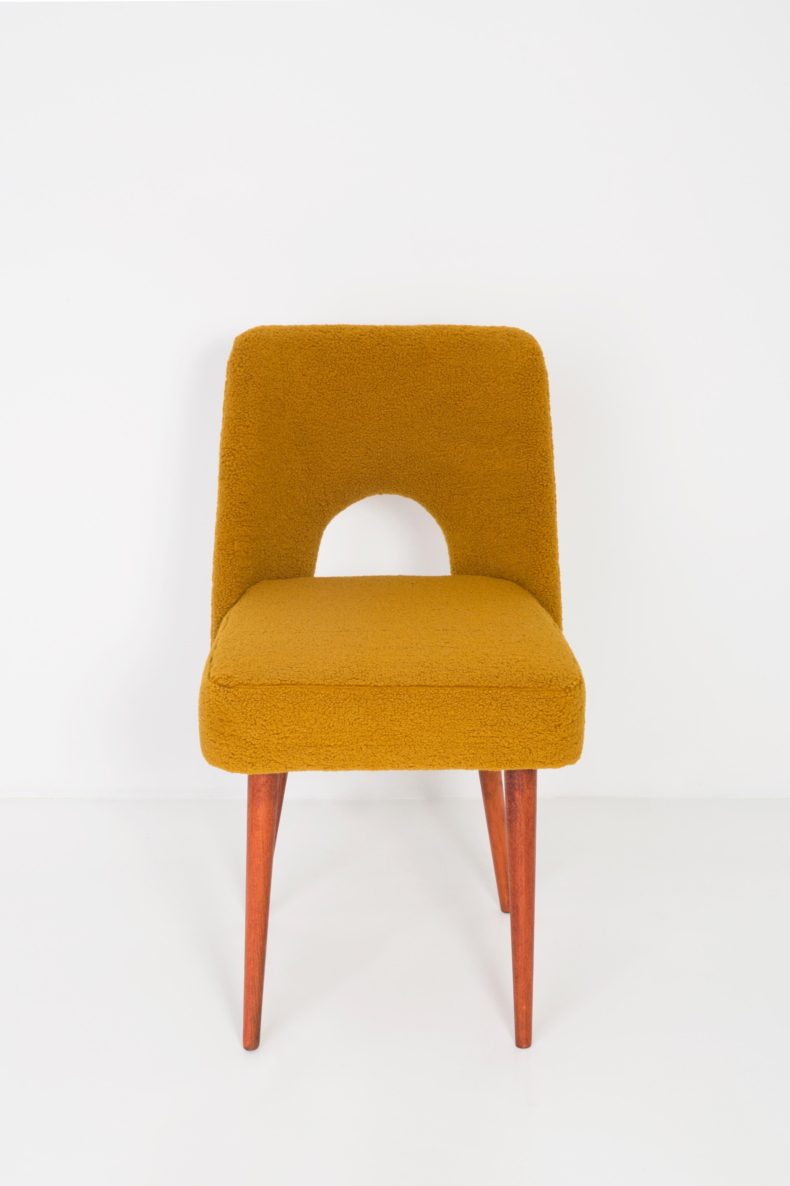 20th Century Set of Four Yellow Ochre Boucle 'Shell' Chairs, 1960s For Sale