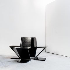 Conjunto de cuatro sillas "Zig Zag" de Gerrit Thomas Rietveld, Italia, años 80