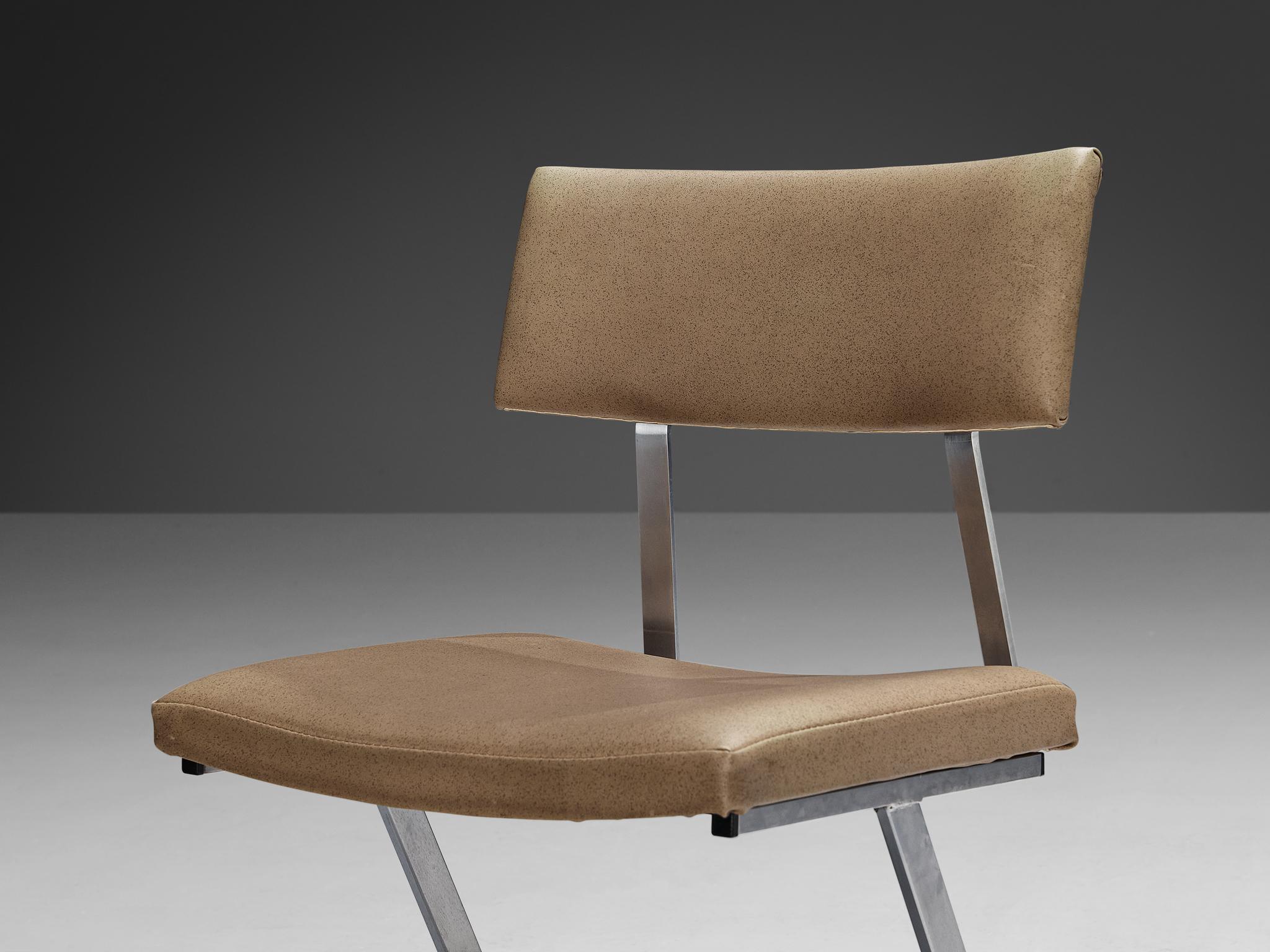 Set aus vier 'Zig Zag'-Stühlen aus Stahl und Kunstleder in Taupe  im Angebot 5