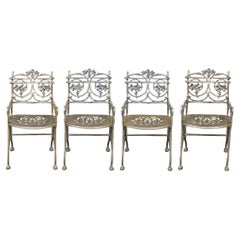 Set Of Four Zinc Finish Garden Armchairs 