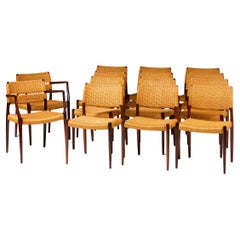 Set of fourteen dining chairs designed by Niels O Møller for JL Møller, Denmark