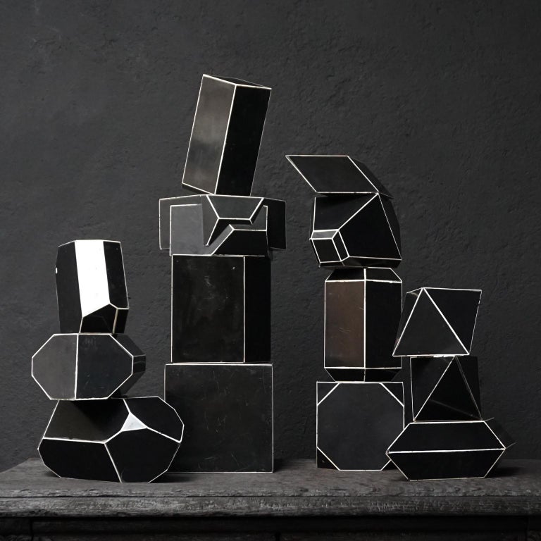 Set of Fourteen Geometric Bakelite Art Deco Science Classroom Crystal Models For Sale at 1stdibs