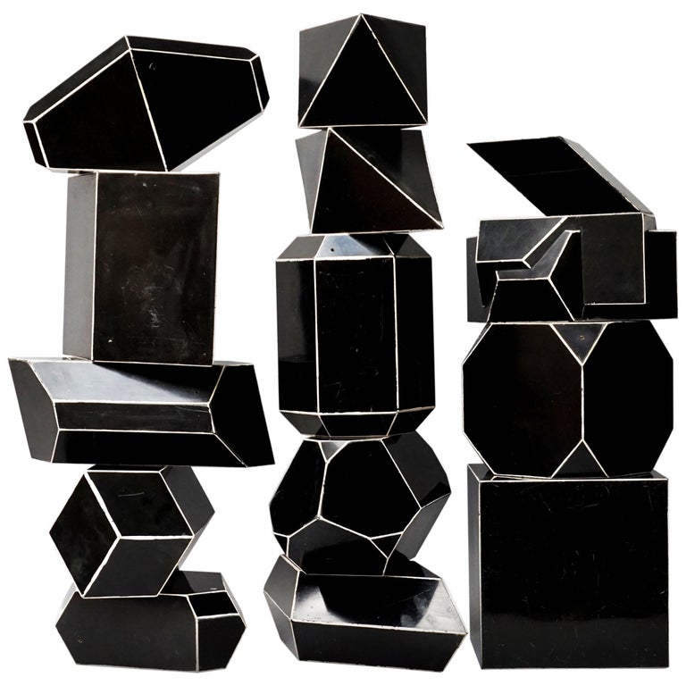 Set of Fourteen Geometric Bakelite Art Deco Science Classroom Crystal Models For Sale at 1stdibs