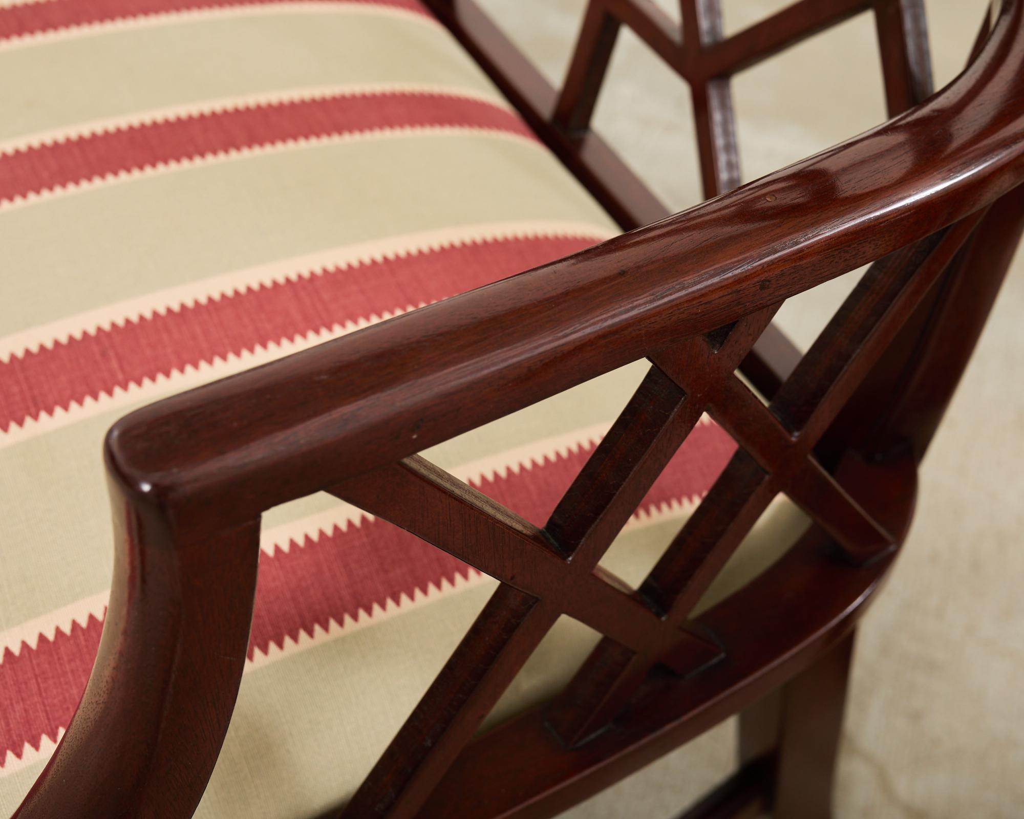 Set of Fourteen George III Style Chinese Chippendale Cockpen Chairs 4