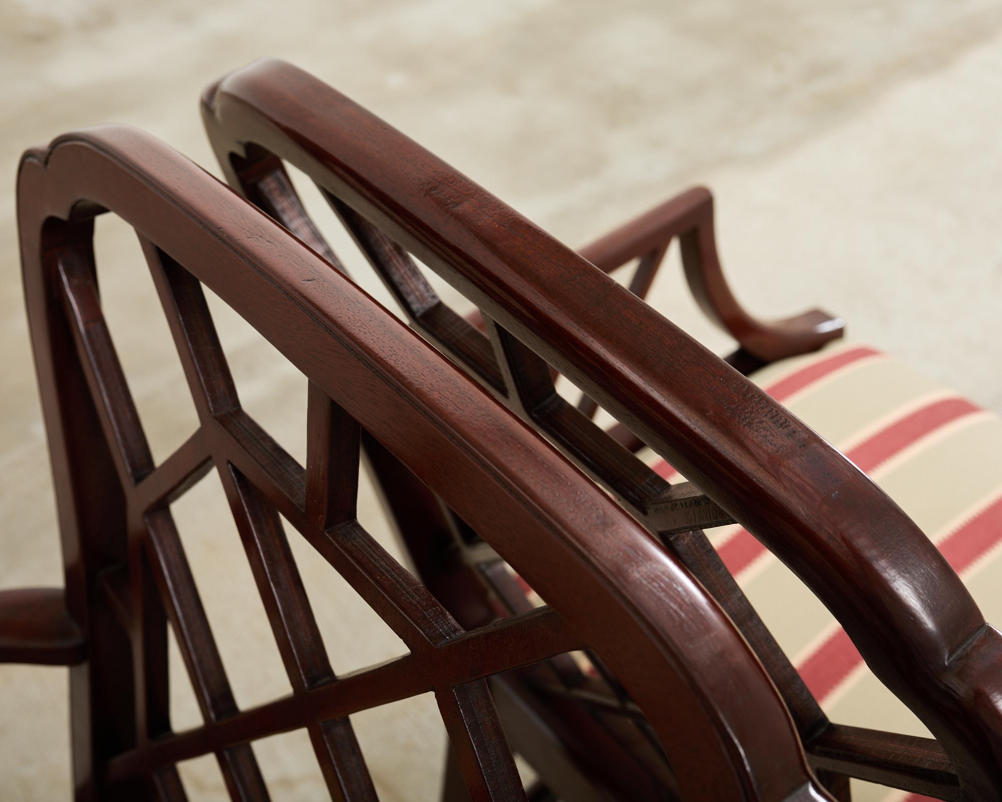 Set of Fourteen George III Style Chinese Chippendale Cockpen Chairs 5