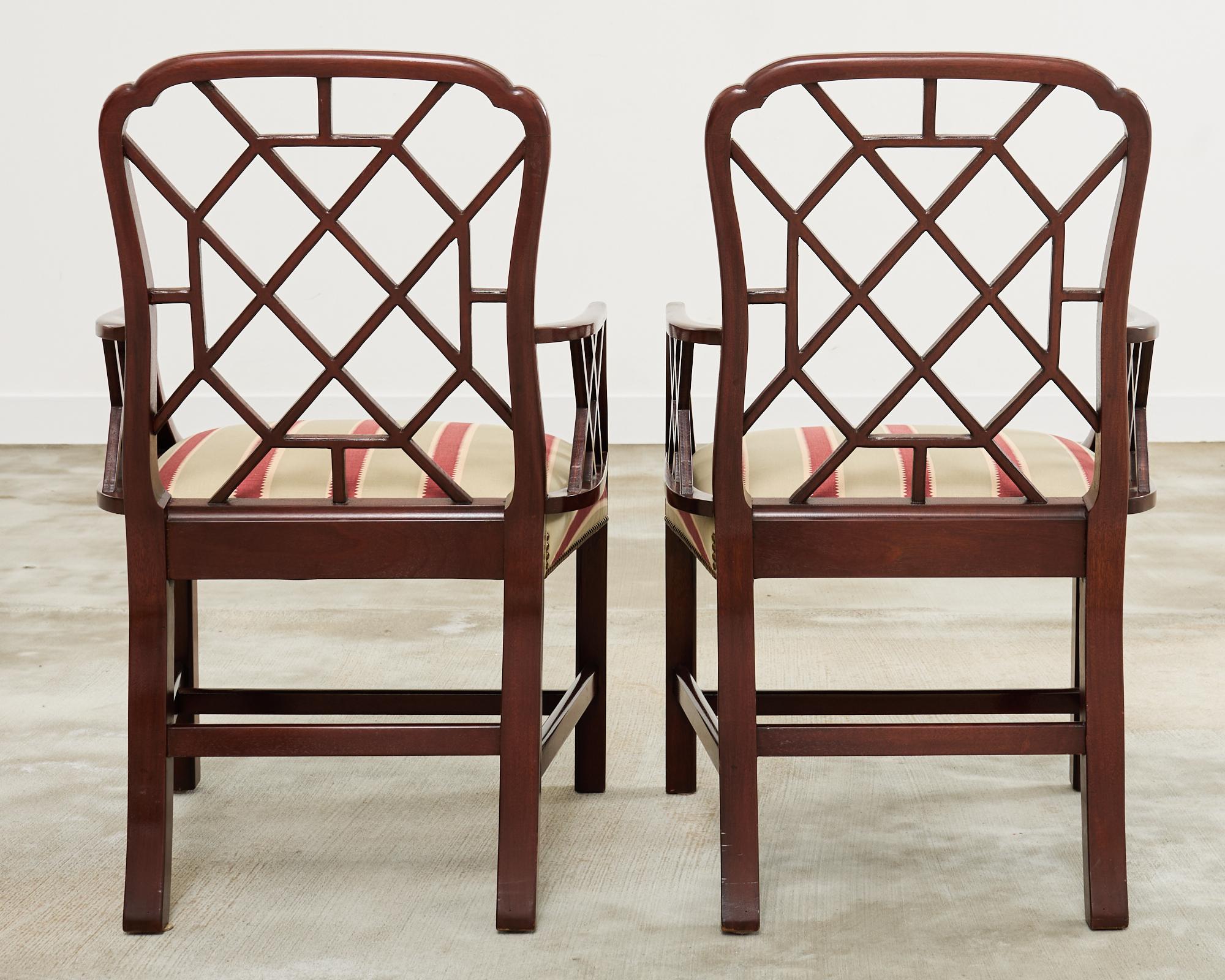 Set of Fourteen George III Style Chinese Chippendale Cockpen Chairs 6