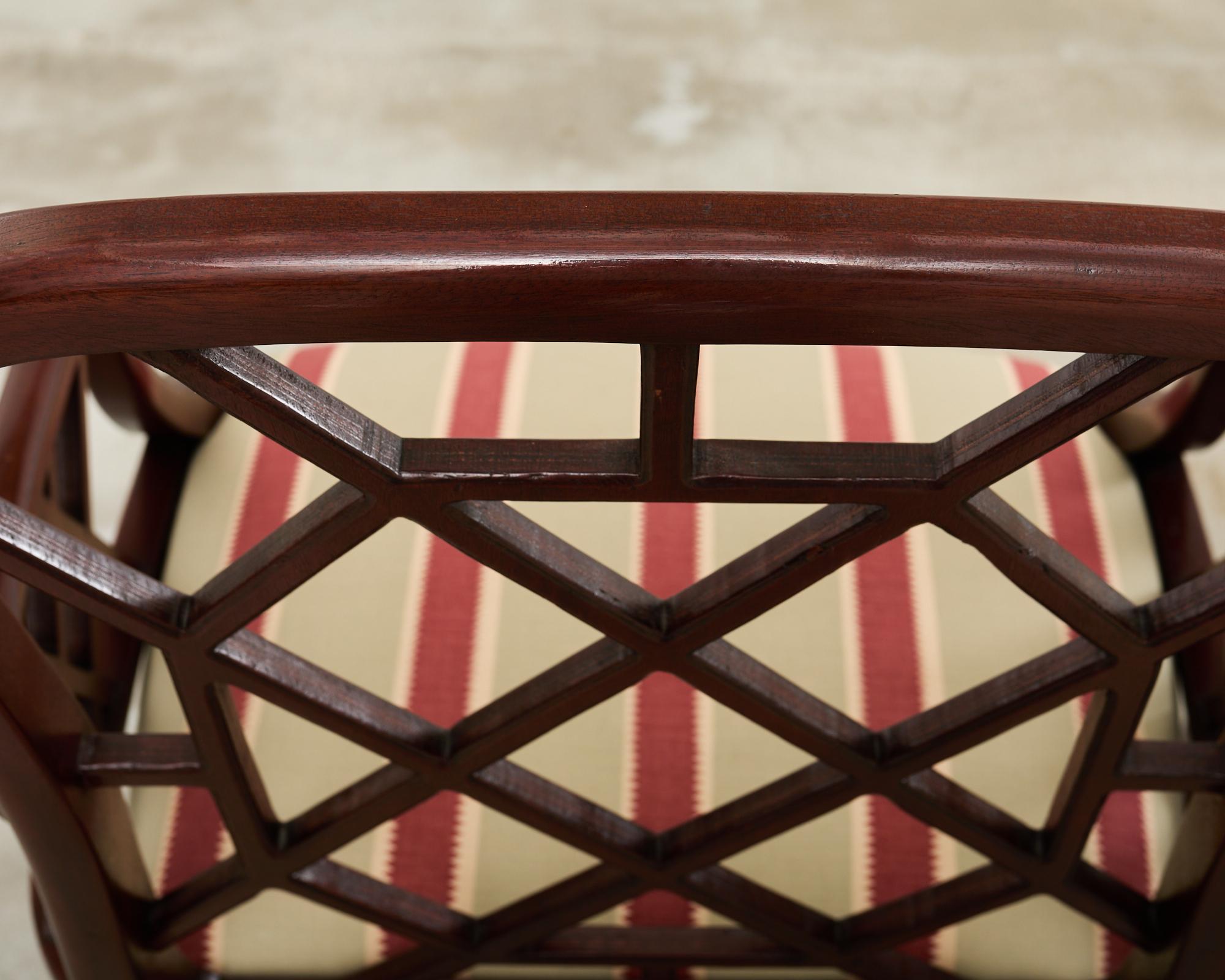Set of Fourteen George III Style Chinese Chippendale Cockpen Chairs 7
