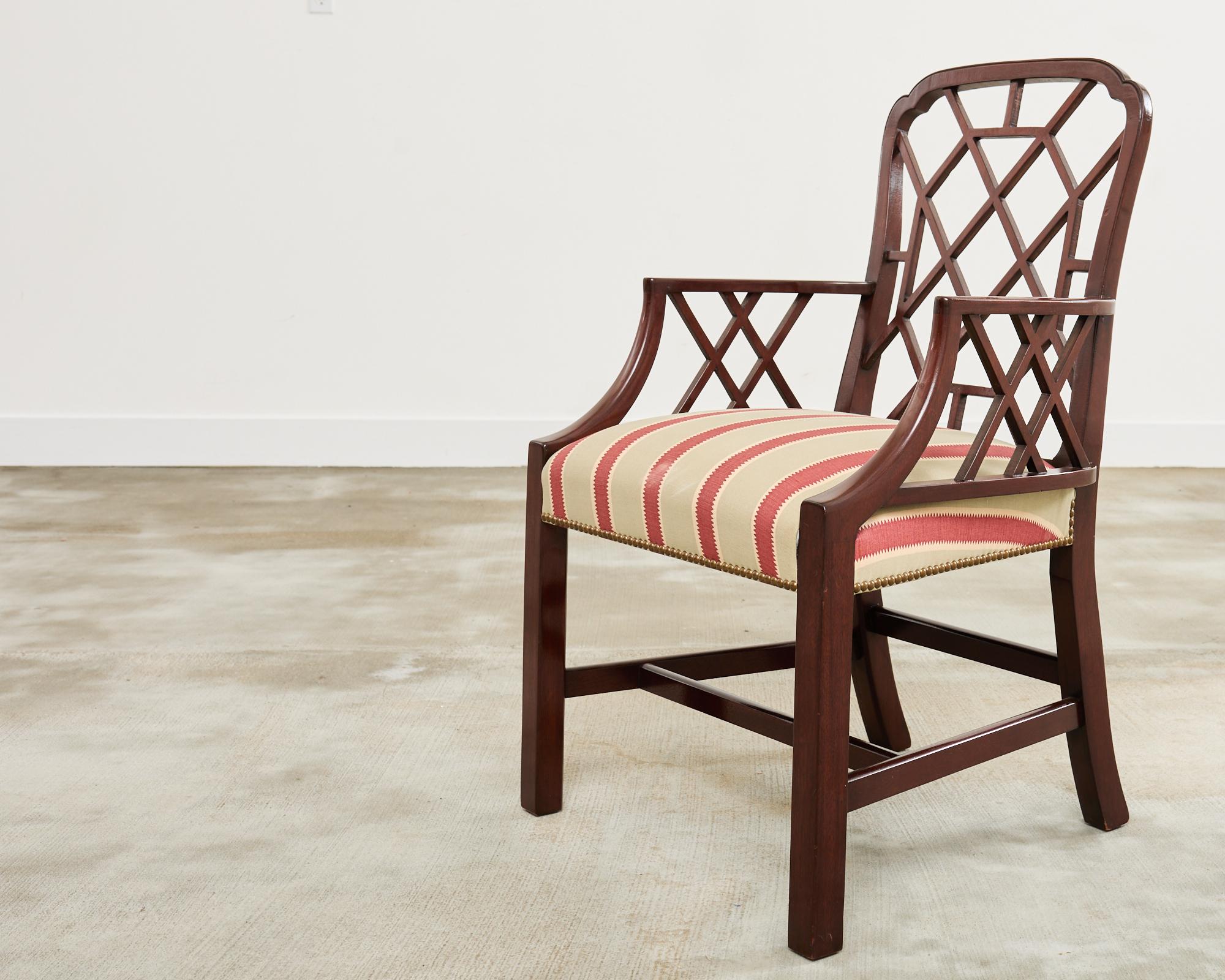 Set of Fourteen George III Style Chinese Chippendale Cockpen Chairs 8