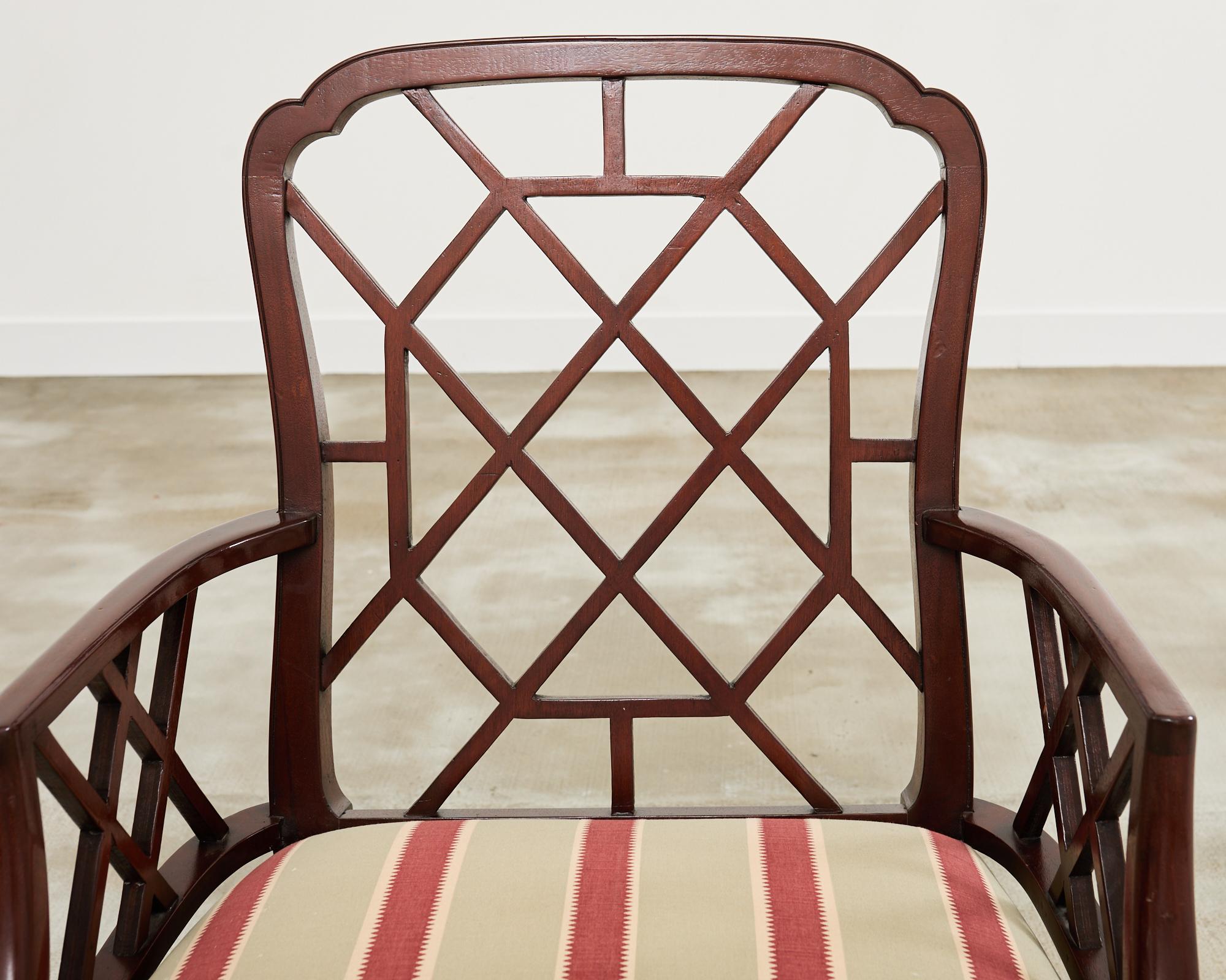 Set of Fourteen George III Style Chinese Chippendale Cockpen Chairs 10