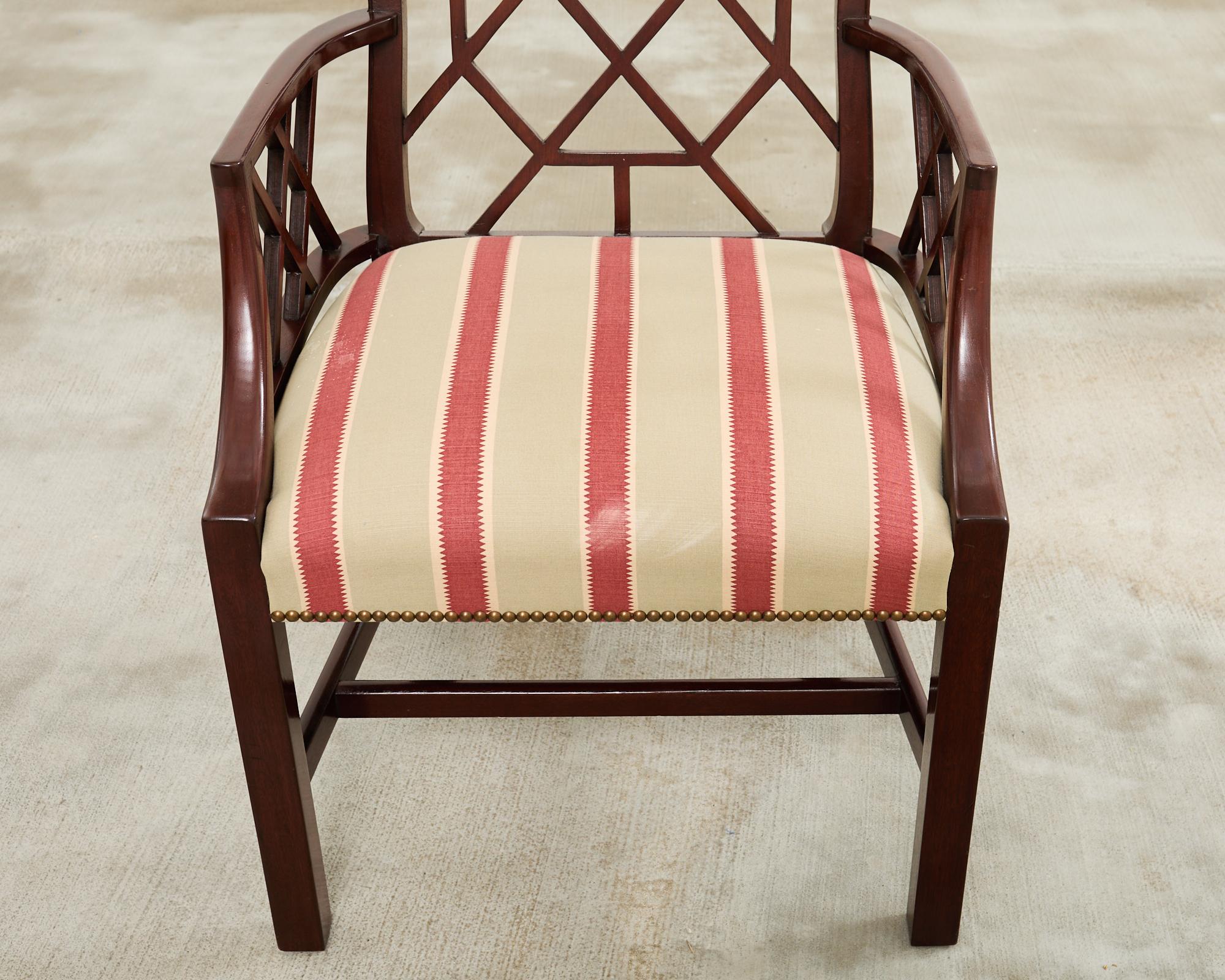 Set of Fourteen George III Style Chinese Chippendale Cockpen Chairs 11