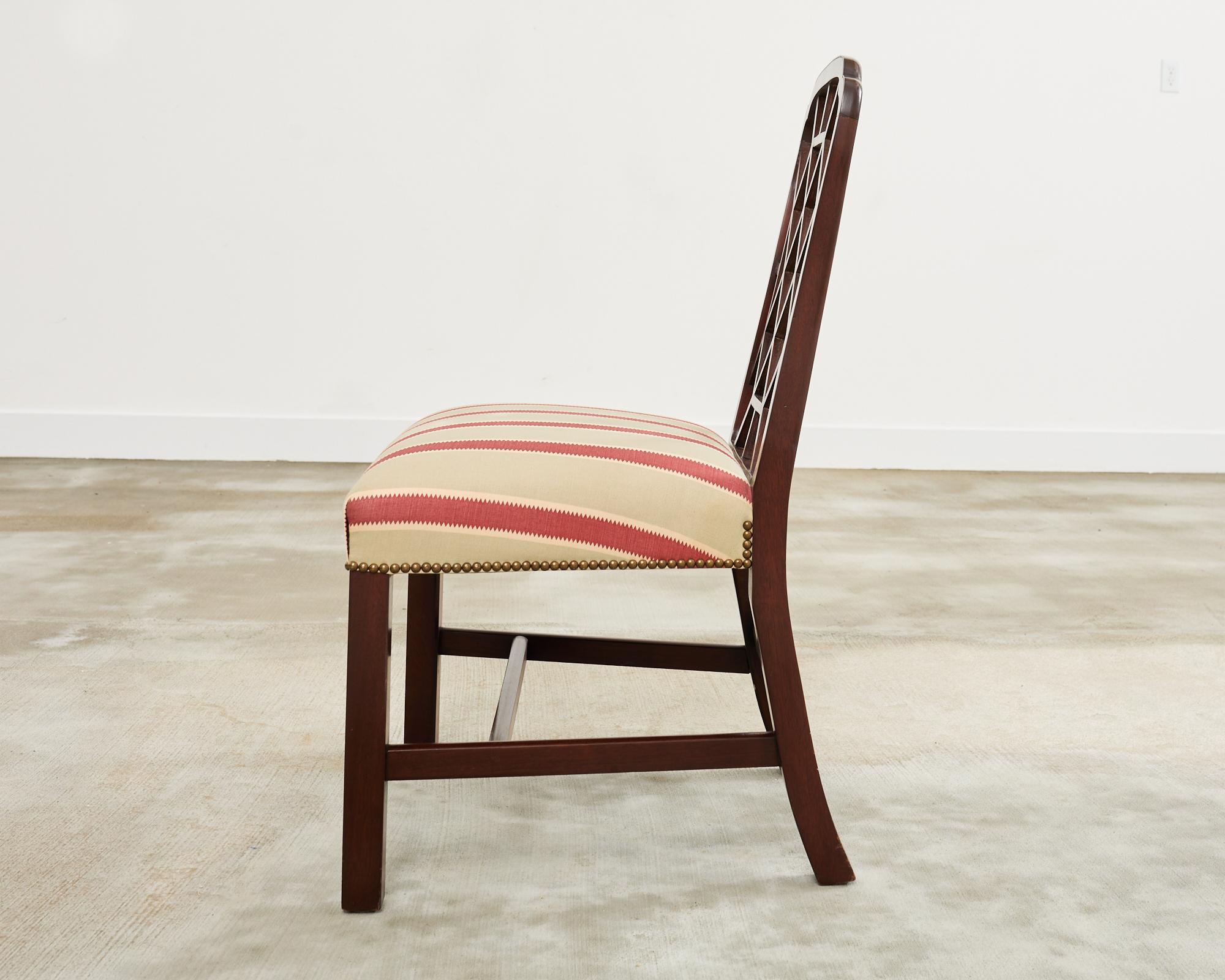 Set of Fourteen George III Style Chinese Chippendale Cockpen Chairs 13
