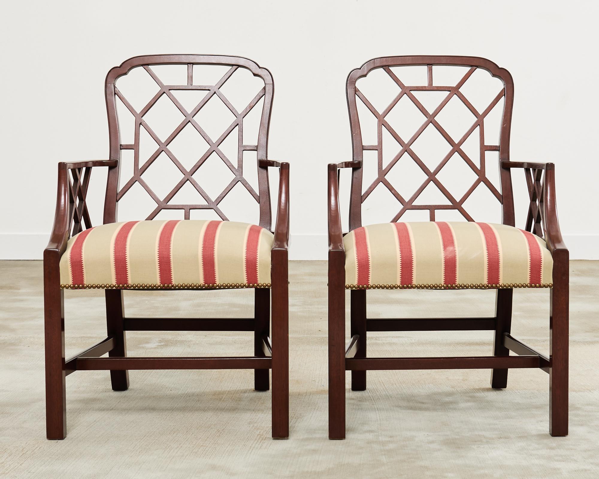 Hand-Crafted Set of Fourteen George III Style Chinese Chippendale Cockpen Chairs