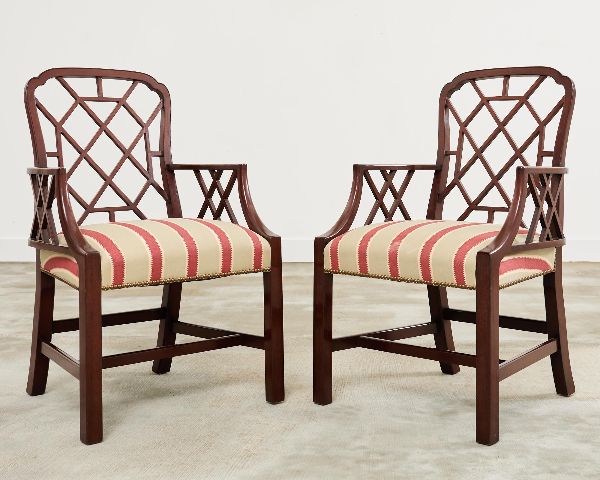 Set of Fourteen George III Style Chinese Chippendale Cockpen Chairs In Good Condition In Rio Vista, CA