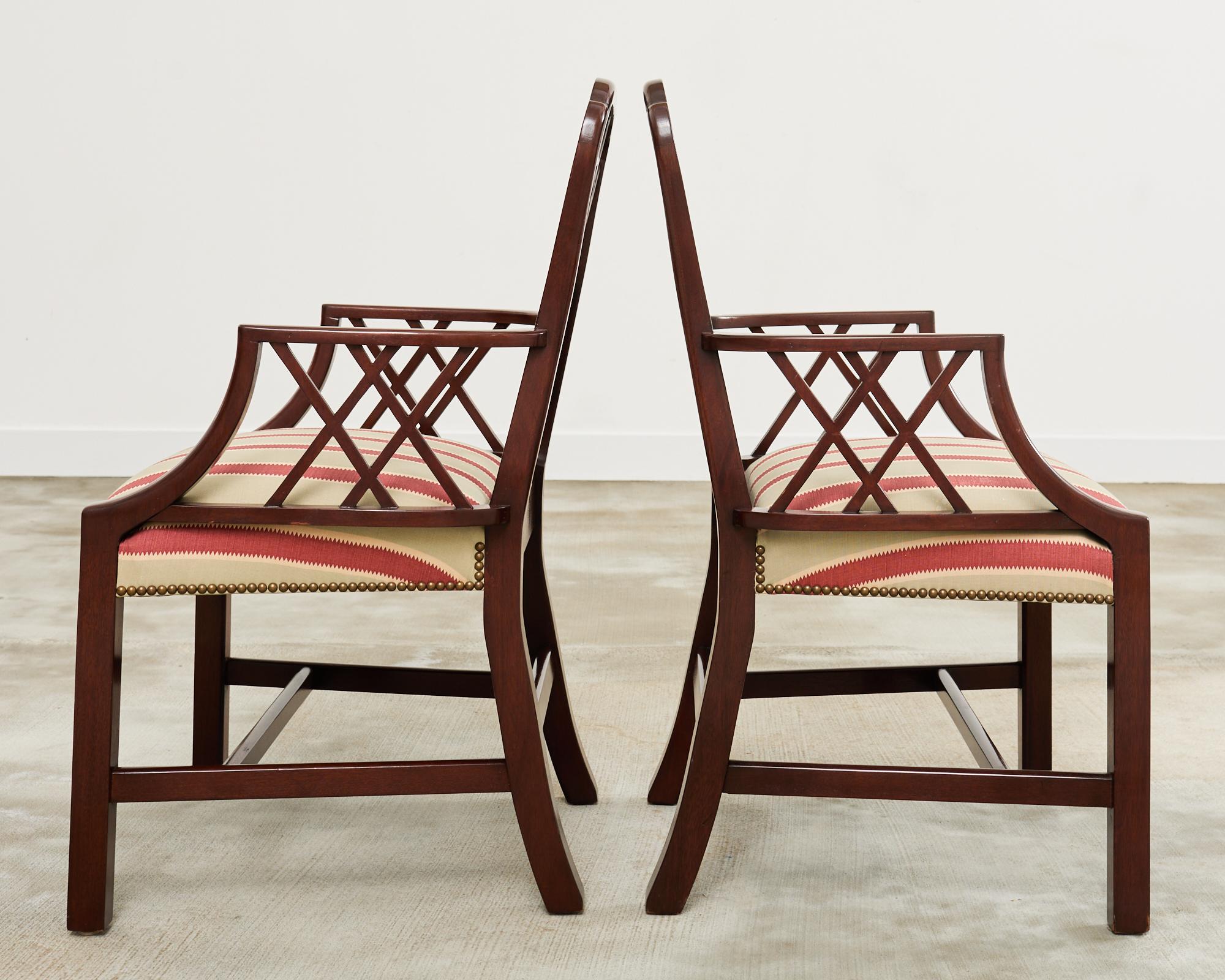 Set of Fourteen George III Style Chinese Chippendale Cockpen Chairs 2